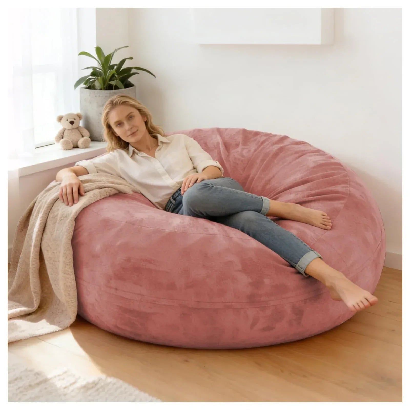 Big Beanbag Chairs for Adults ，6FT Bean Bag Chair with Filler Memory Foam Chair Super Soft Plush, Living Room Furniture, Suitable for bedrooms, Comfy Lounge Reading Chairs Birthday Gifts for Women Mom - Unique Gift Market