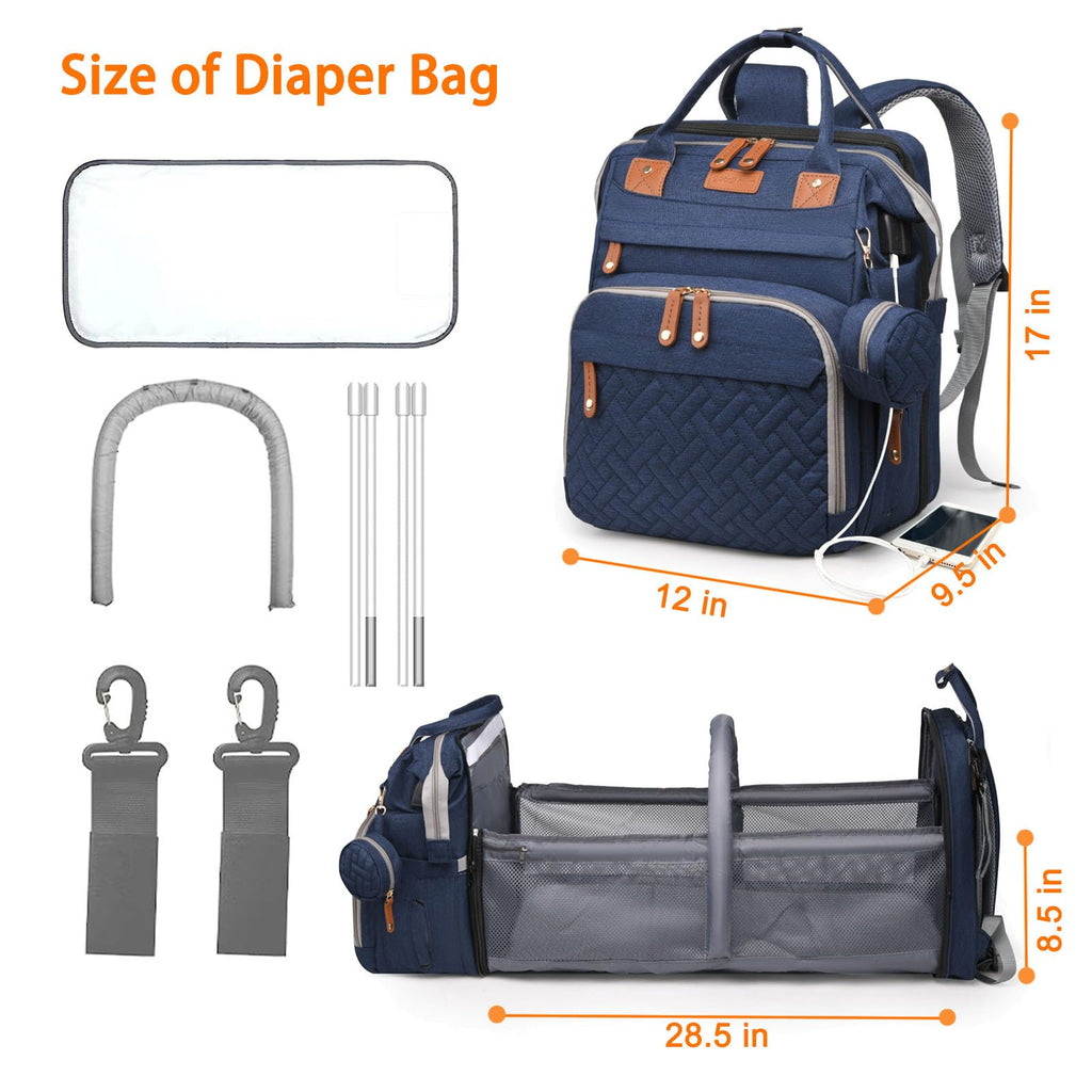Baby Diaper Bags with Changing Station, Waterproof Diaper Bag Backpack for Moms Dads with USB Charging Port, Baby Shower Gifts, Large Capacity diaper backpack, Grey