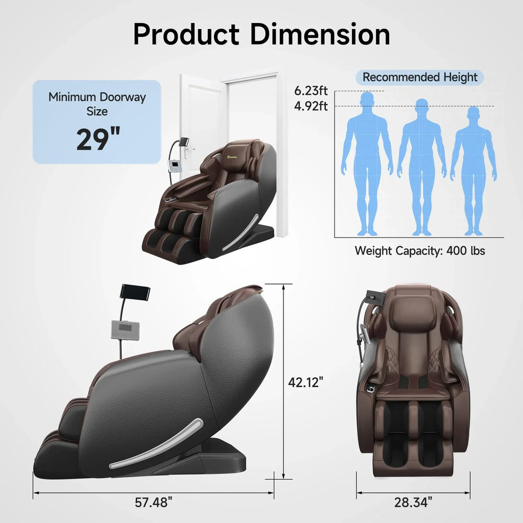 Real Relax 2026 Massage Chair Full Body,Zero Gravity SL-Track Shiatsu Massage Recliner with Upgraded Phone Controller and Holder,APP Control,Child Lock,Pause Button and Led Light,Favor-06,Black - Unique Gift Market