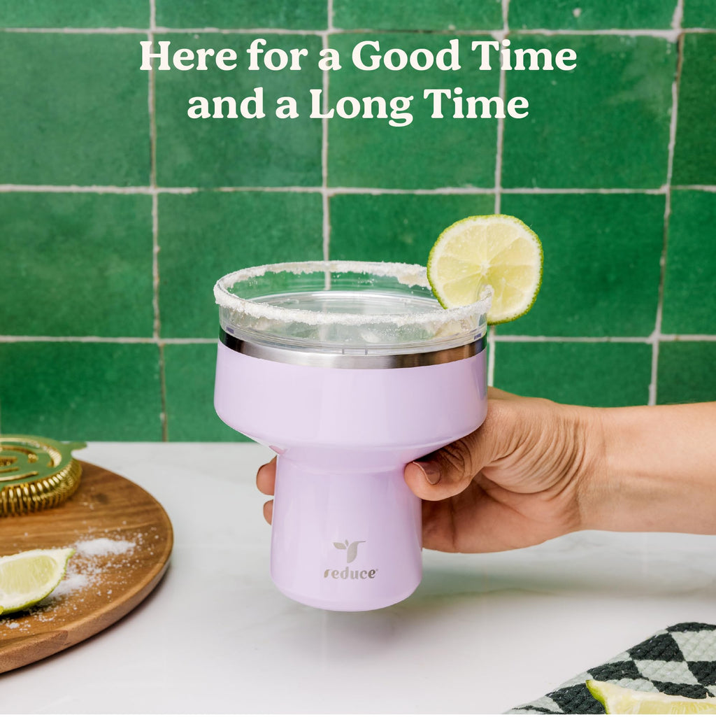 REDUCE Saltini 16 oz Cocktail Tumbler - Insulated Margarita Tumbler with Lid - Keeps Drinks Cold for 10 Hours - 360 Sippable Martini Glass Alternative - Shatterproof, Perfect for Parties - Sea Glass