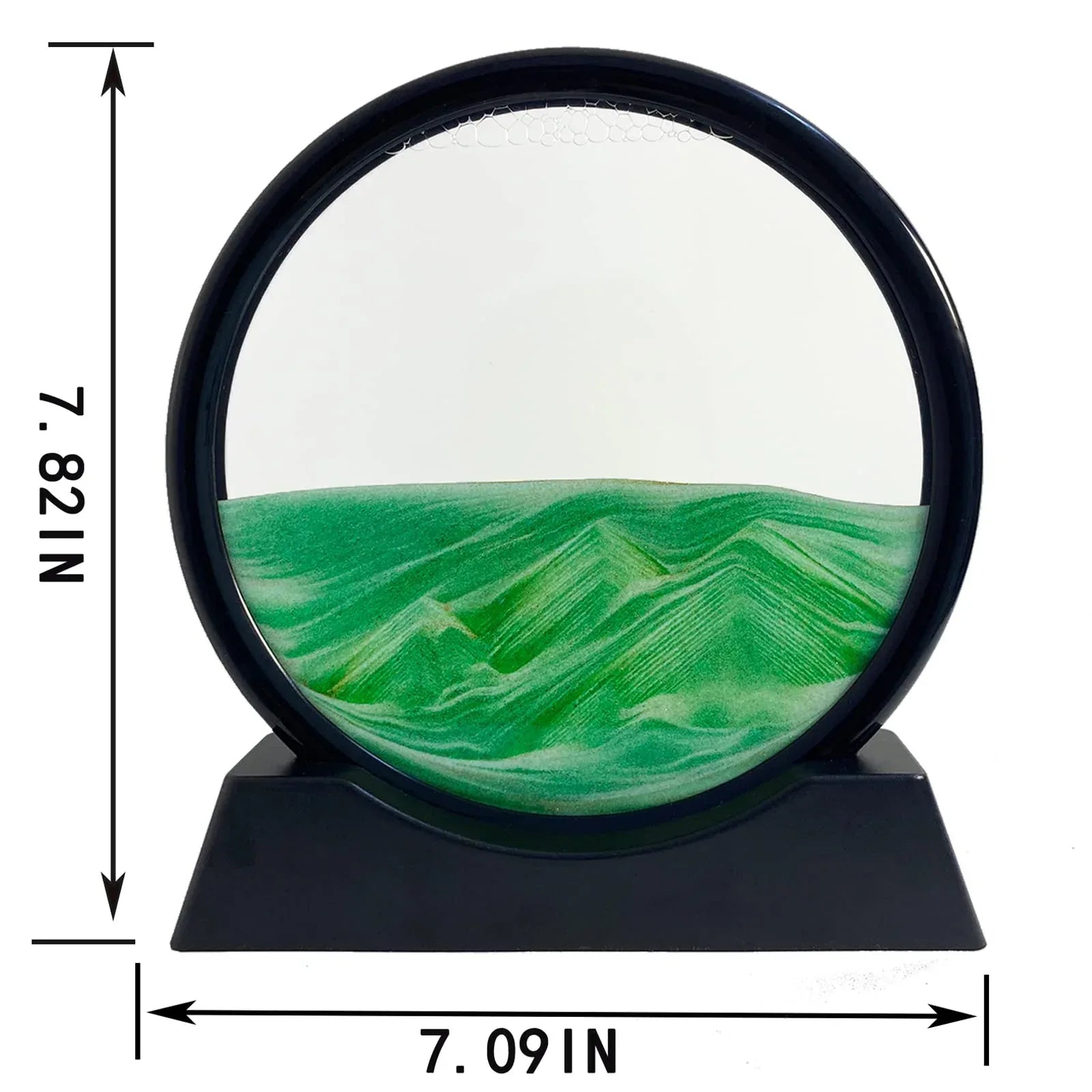 Moving Sand Art Picture - Sand Art Liquid Motion 3D Deep Sea Sandscape, Round Glass Frame Display Flowing Sand Relaxing Toy for Desktop Home Office Work Ocean Decor(Black, 7") - Unique Gift Market