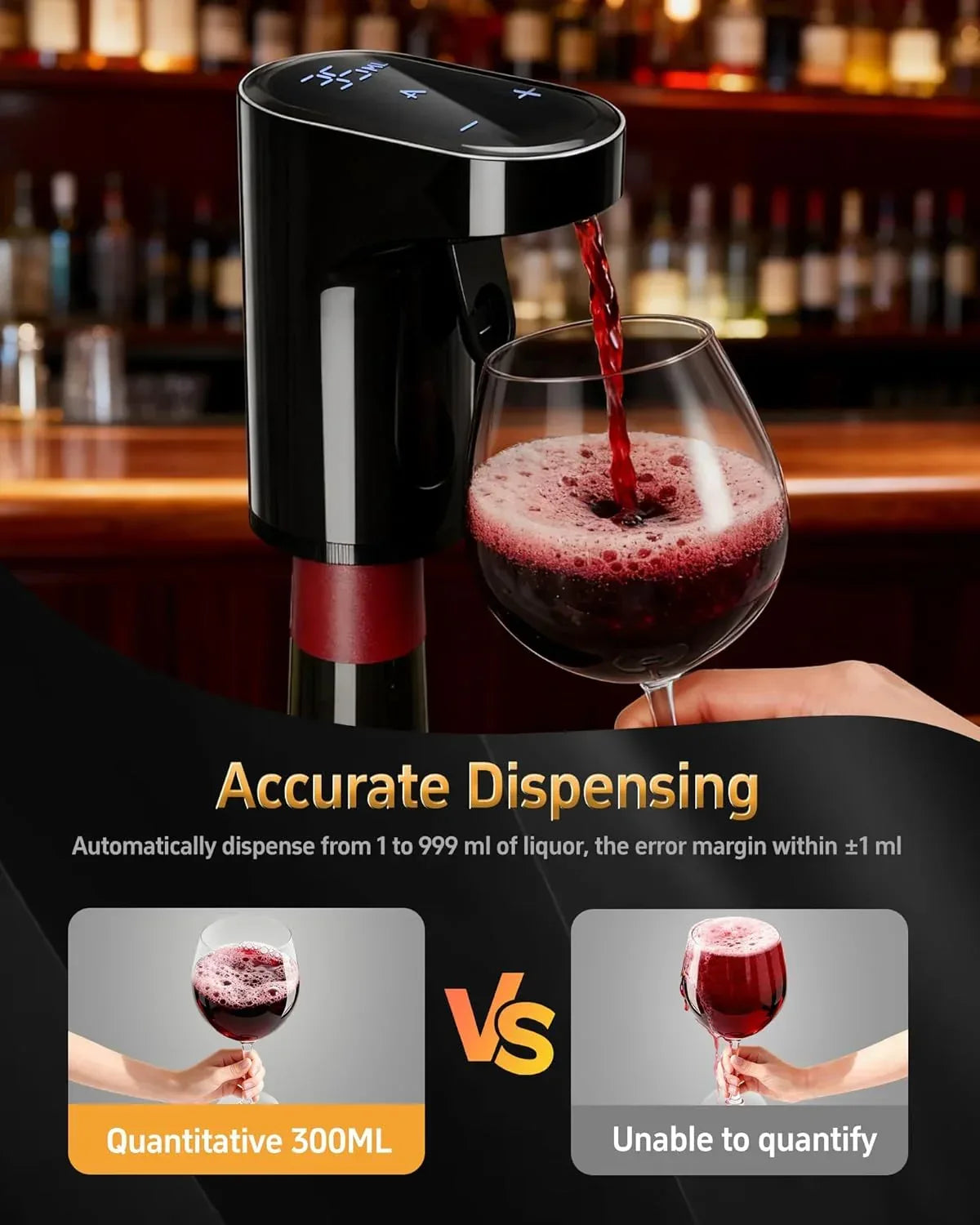 2026 Valentines Day Gifts,5-in-1 Electric Wine Decanter with Aerator,Smart Liquor Dispenser Adjustable Dosing, Whiskey Pourer,Automatic Liquor Bottle Pump,Birthday Gifts for Her/Him/Women/Men(Black) - Unique Gift Market