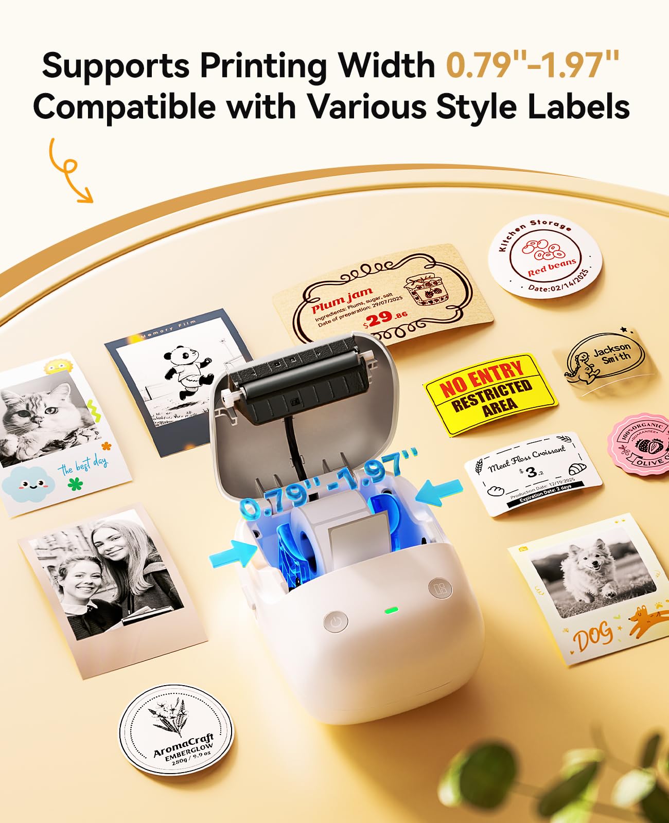 NIIMBOT B2 Pro Label Maker Machine with Tape, 300DPI Sticker Printer Portable Bluetooth Label Printer, for Photo Sticker, DIY Crafts, Study Notes, Gift, Journal Labeling Organization, Gold