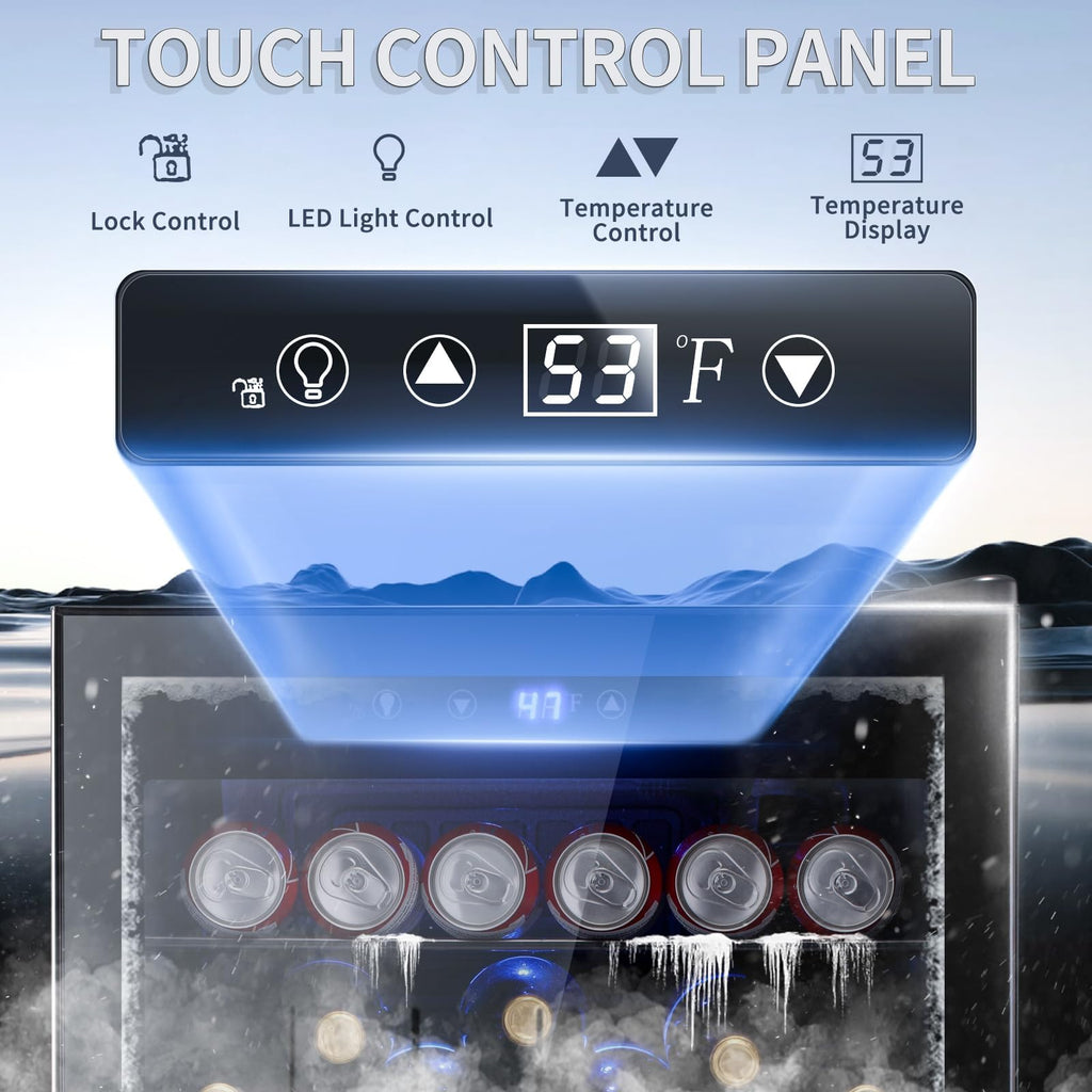 Antarctic Star 18L Beverage Refrigerator Cooler 24Can, Mini Fridge with Quiet Compressor, LED Light,Freestanding Small Fridge with Electronic Temperature Control for Home and Bar(40-61 ℉)