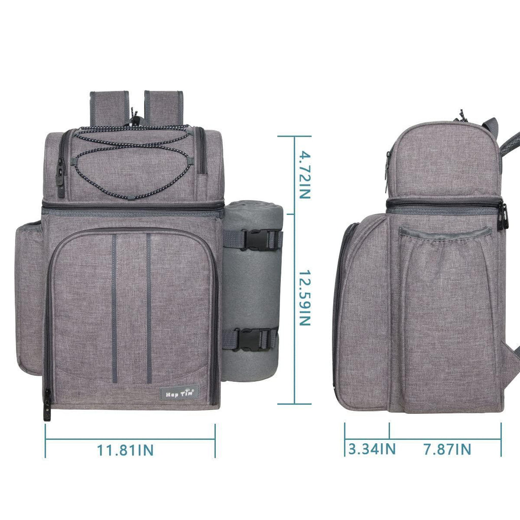 Hap Tim Picnic Basket Backpack for 2 Person with 2 Insulated Cooler Compartment, Wine Holder, Fleece Blanket, Cutlery Set, Wedding Gifts for Couples, Bridal Shower Gifts, Engagement Gifts - Unique Gift Market
