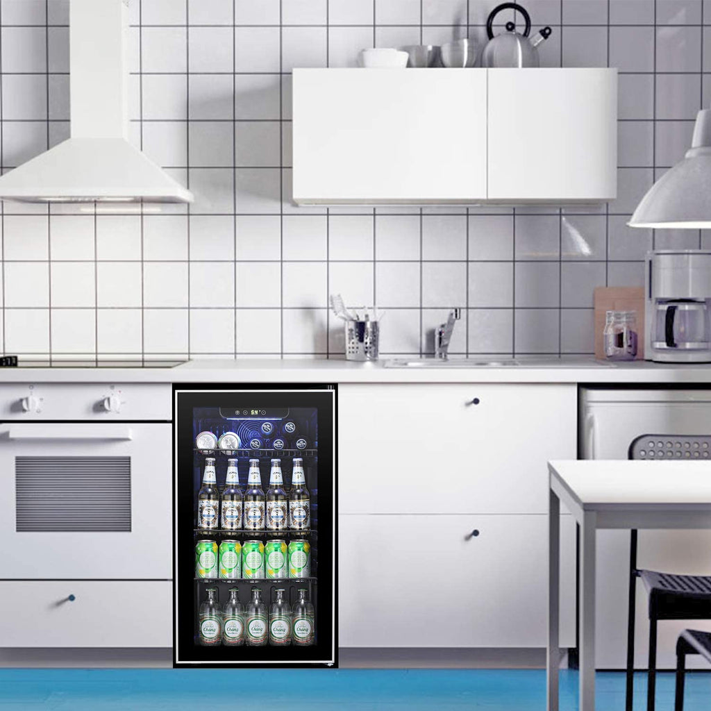 Antarctic Star 18L Beverage Refrigerator Cooler 24Can, Mini Fridge with Quiet Compressor, LED Light,Freestanding Small Fridge with Electronic Temperature Control for Home and Bar(40-61 ℉)