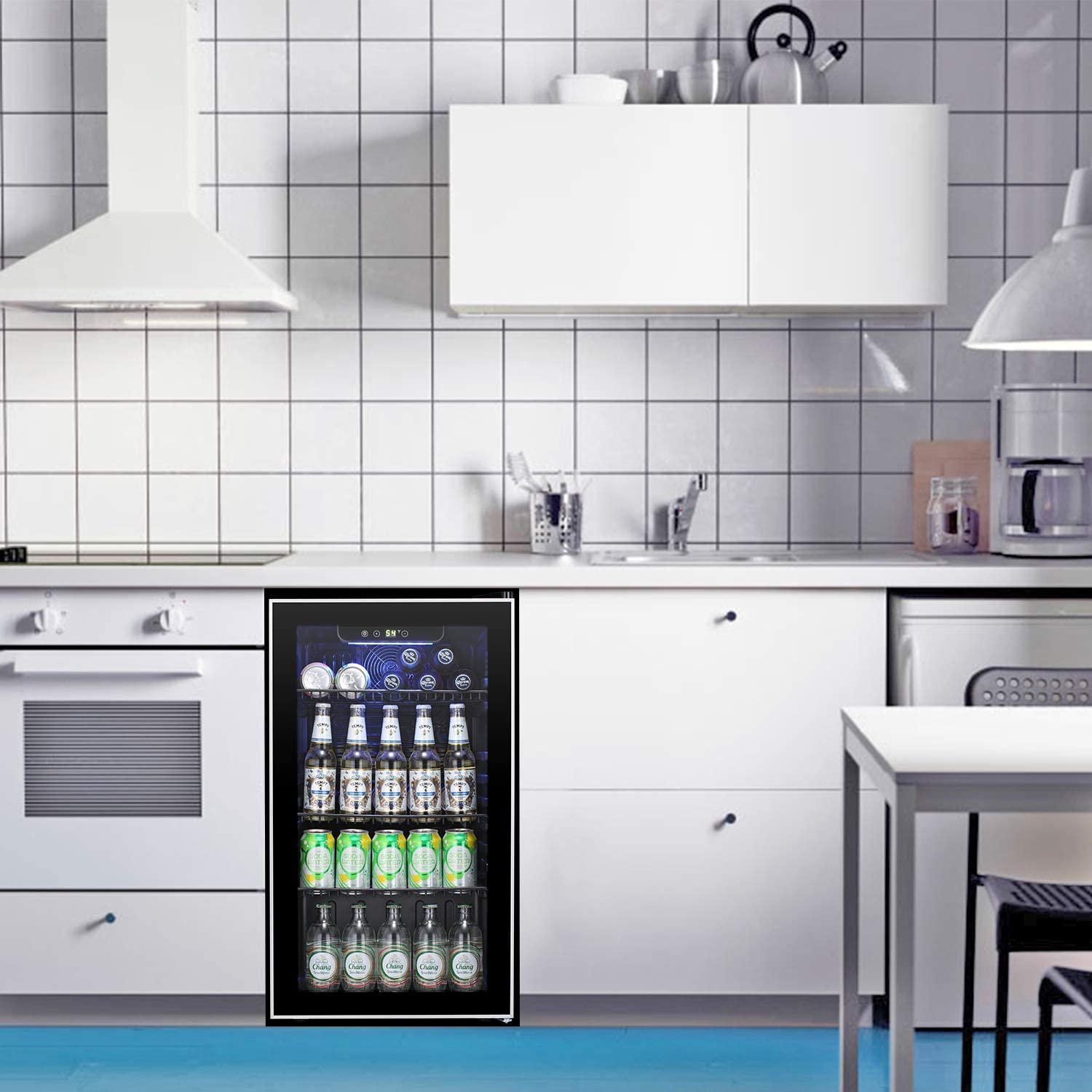 Antarctic Star 18L Beverage Refrigerator Cooler 24Can, Mini Fridge with Quiet Compressor, LED Light,Freestanding Small Fridge with Electronic Temperature Control for Home and Bar(40-61 ℉)