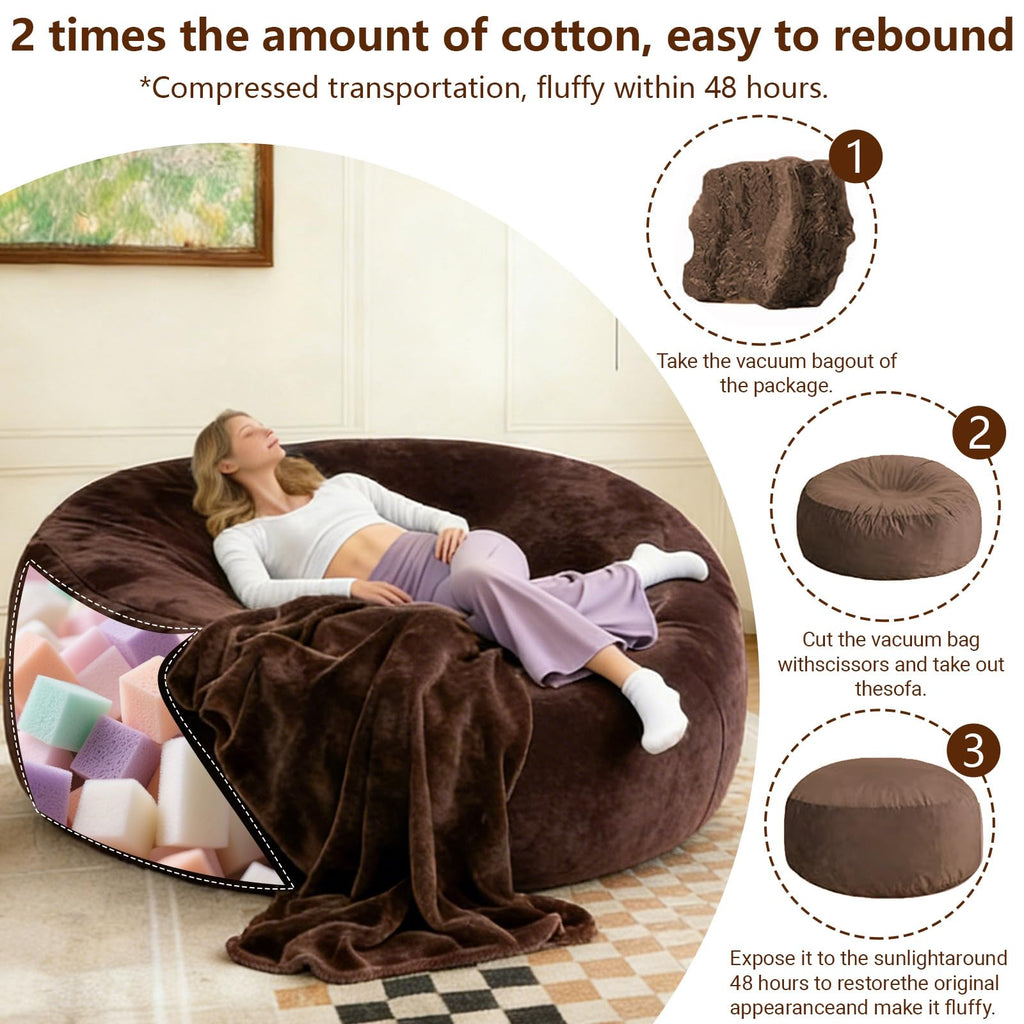 Big Beanbag Chairs for Adults ，6FT Bean Bag Chair with Filler Memory Foam Chair Super Soft Plush, Living Room Furniture, Suitable for bedrooms, Comfy Lounge Reading Chairs Birthday Gifts for Women Mom