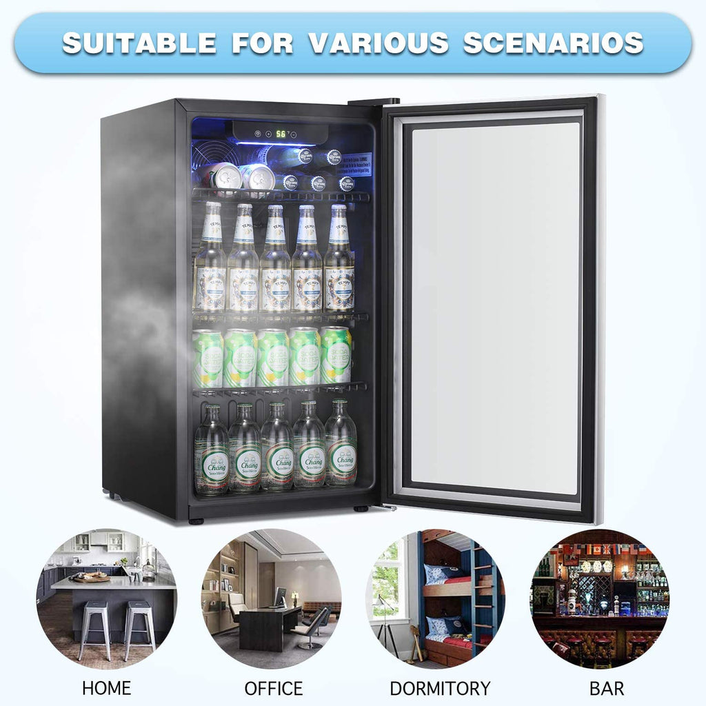 Antarctic Star 18L Beverage Refrigerator Cooler 24Can, Mini Fridge with Quiet Compressor, LED Light,Freestanding Small Fridge with Electronic Temperature Control for Home and Bar(40-61 ℉)