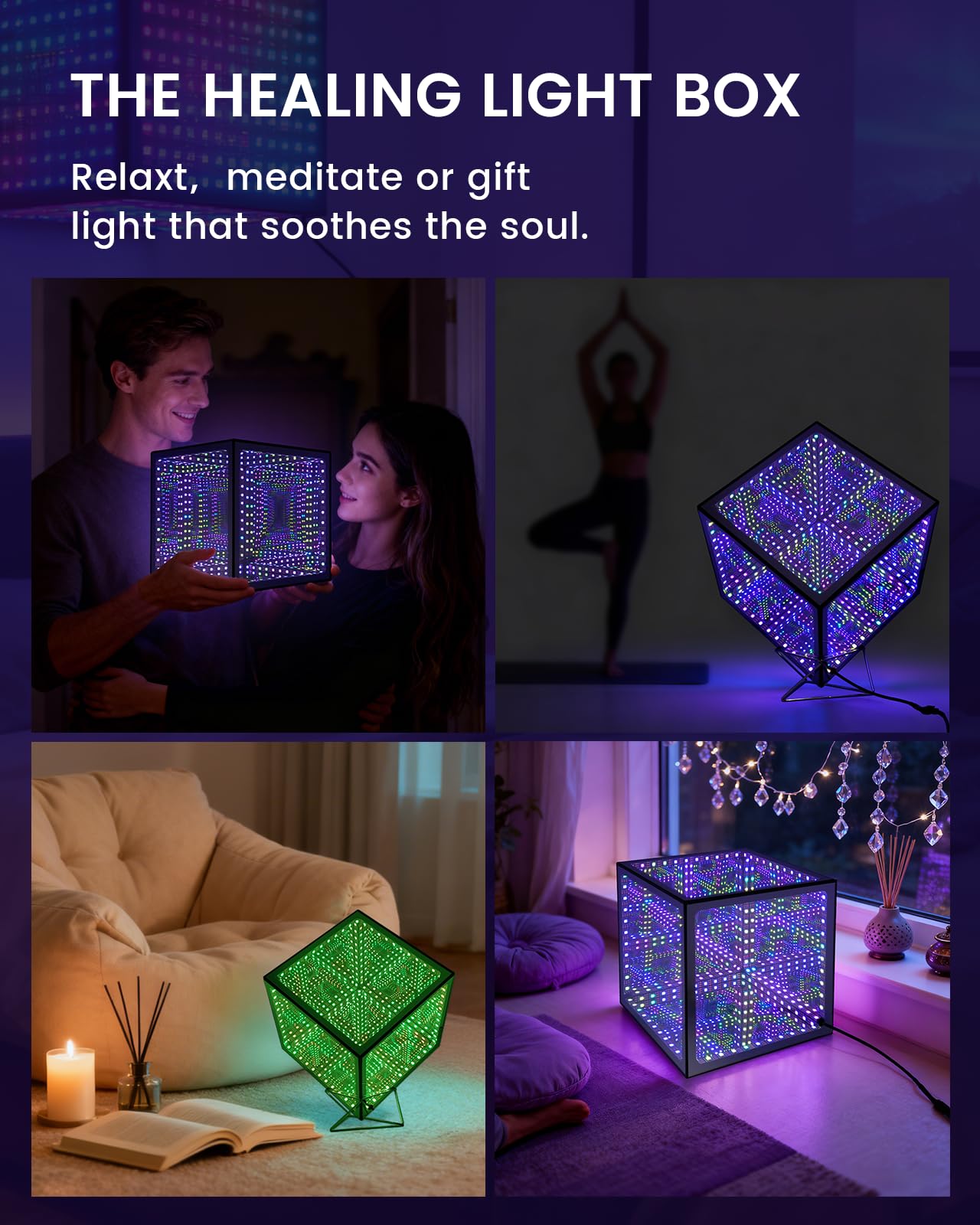 Infinity Hyper Cube LED Table Light, Color-Changing Music-Sync APP-Controlled Ambient Light for Gaming, Party, Home (6.5Inches)