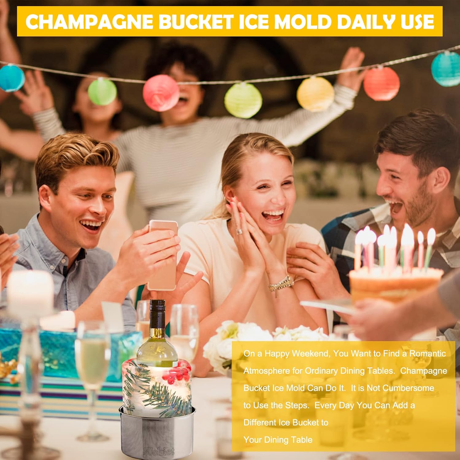 Ice Mold,Ice Bucket Mold, Ice Mold Wine Bottle Chiller,DIY Ice Bucket Mold for Wine Champagne and Cocktails,Ideal Gift for Special Parties Weddings Mother's Day Thanksgiving and Christmas