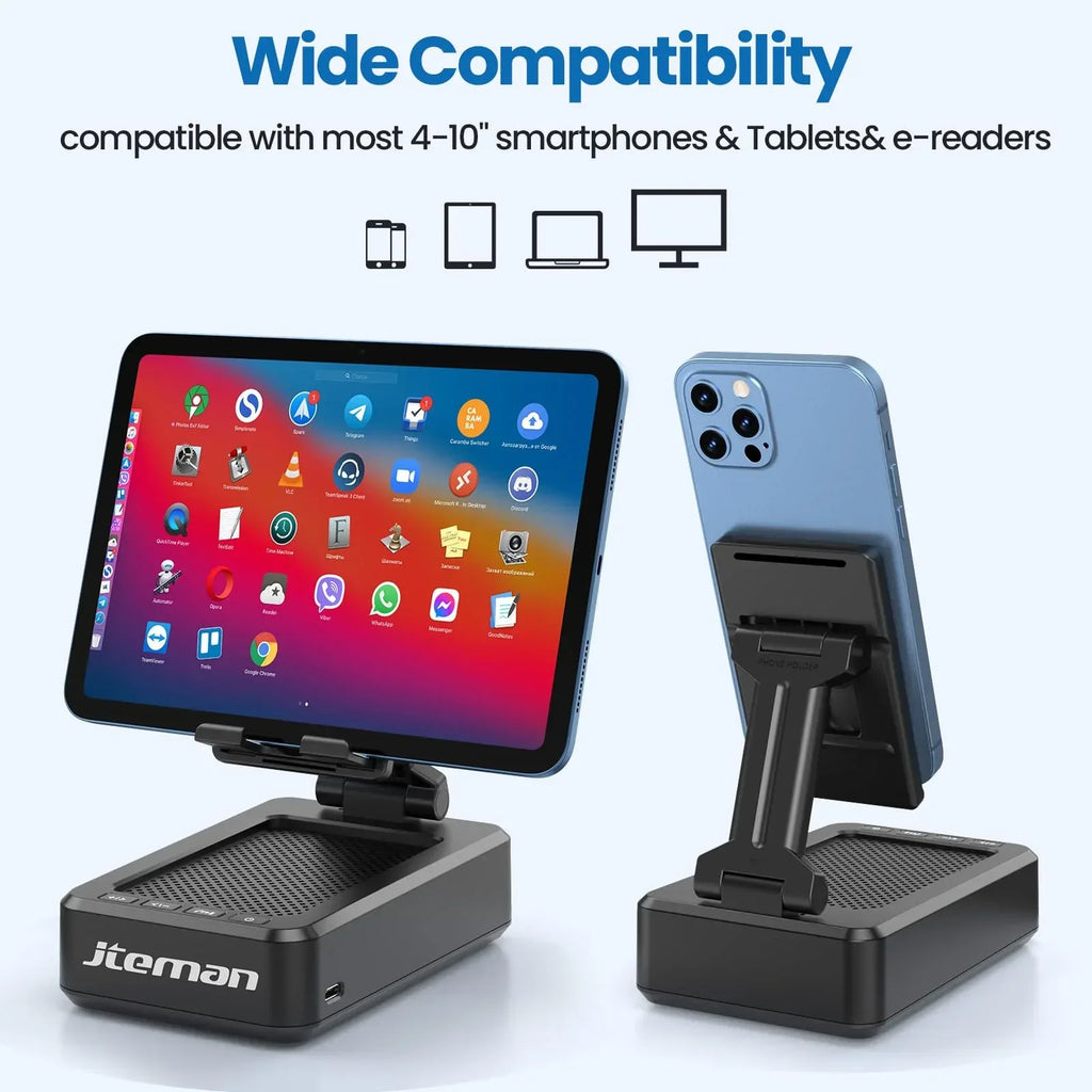 Cell Phone Stand with Wireless Bluetooth Speaker and Anti-Slip Base HD Surround Sound Perfect for Home and Outdoors with Bluetooth Speaker for Desk Compatible with iPhone/ipad/Samsung Galaxy - Unique Gift Market