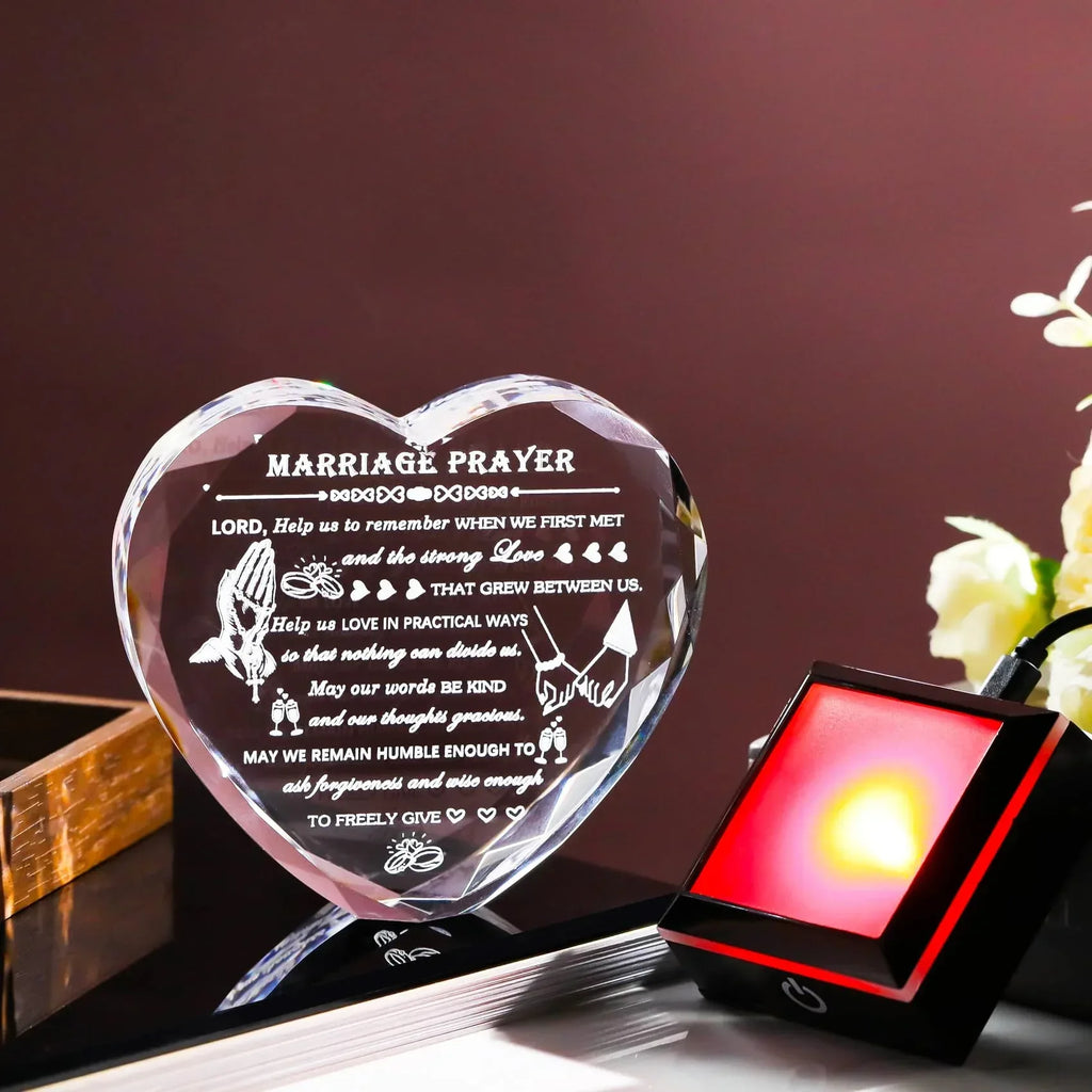 50th Wedding Anniversary Crystal Gifts for Couples Parents with Colorful LED Base Heart Romantic Happy 50th Anniversary Plaque Gift for Husband Wife 50 Years of Marriage Gifts for Her Him - Unique Gift Market
