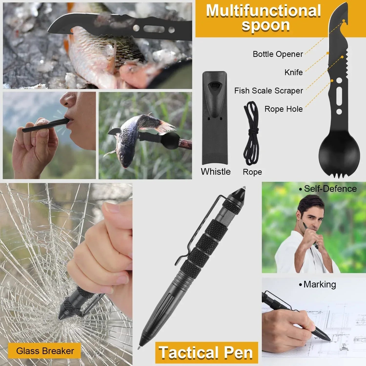 Survival Kit, Gifts for Men Dad Husband, Emergency Survival Gear and Equipment 19 in 1, Fishing Hunting Birthday for Men, Camping Accessories, Cool Gadget, Camping Essentials - Unique Gift Market