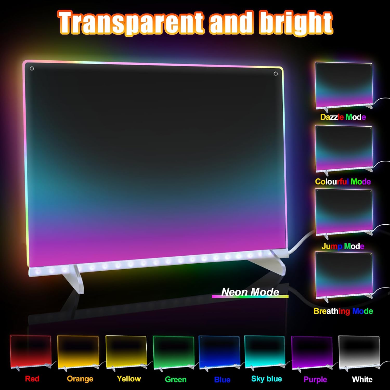Led Note Board with Colors,16''Drawing Tablet,6 Modes & 8 Colors Light Up Drawing Board,Kids Toy with 13 Light Effects,Birthday Holiday Day Gifts for Girls & Boys Age 3+,7 Markers & Tracing Book