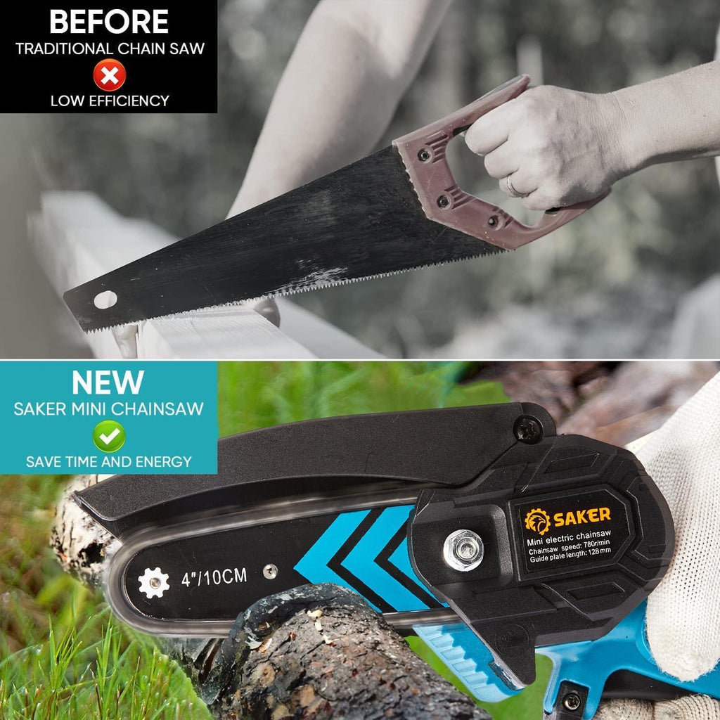 Saker Mini Chainsaw,Portable Electric Chainsaws Cordless,Handheld Chain Saw Pruning Shears Chain Saws for Tree Branches,Courtyard,Household and Garden,Valentine's Day Gifts for Men Dad Husband Women - Unique Gift Market