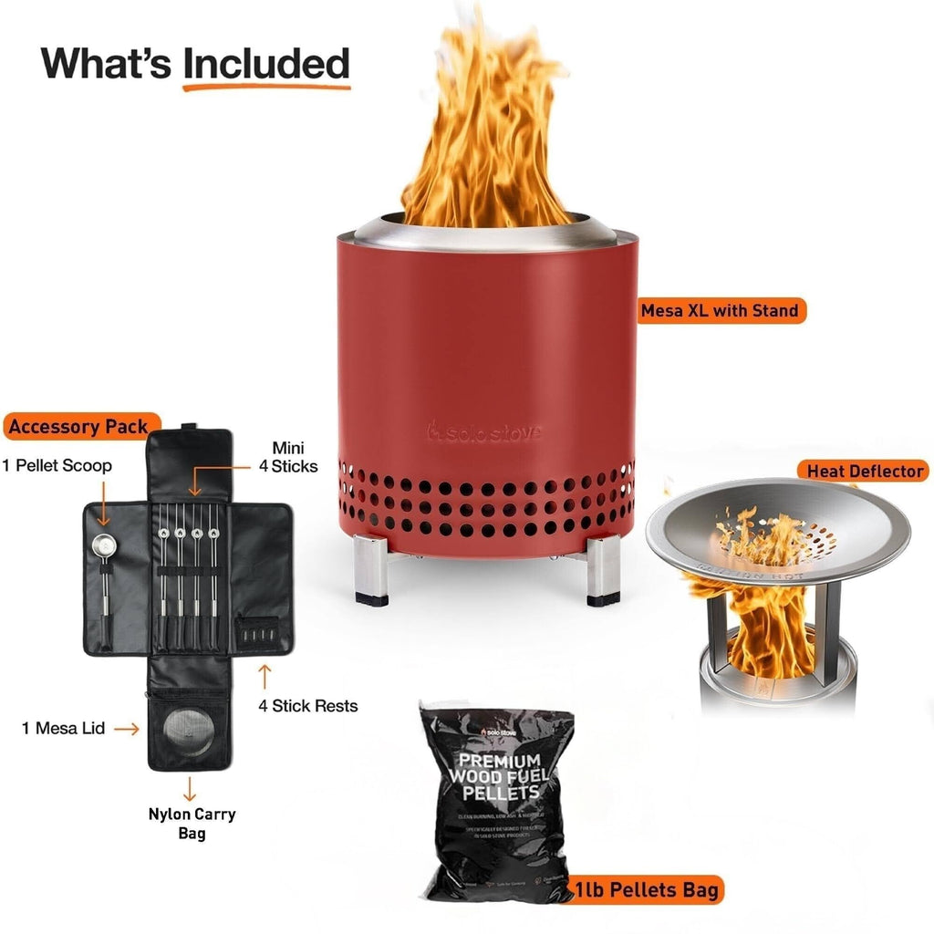 Solo Stove Mesa XL, 7 Inch Tabletop Fire Pit with Stand - Smokeless, Stainless Steel Fire Pit for Camping, Outdoor & Patio- Wood Burning or Pellet Fueled Portable Bonfire, 2.3lbs, Ash