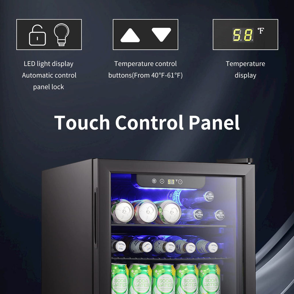 Antarctic Star 18L Beverage Refrigerator Cooler 24Can, Mini Fridge with Quiet Compressor, LED Light,Freestanding Small Fridge with Electronic Temperature Control for Home and Bar(40-61 ℉)
