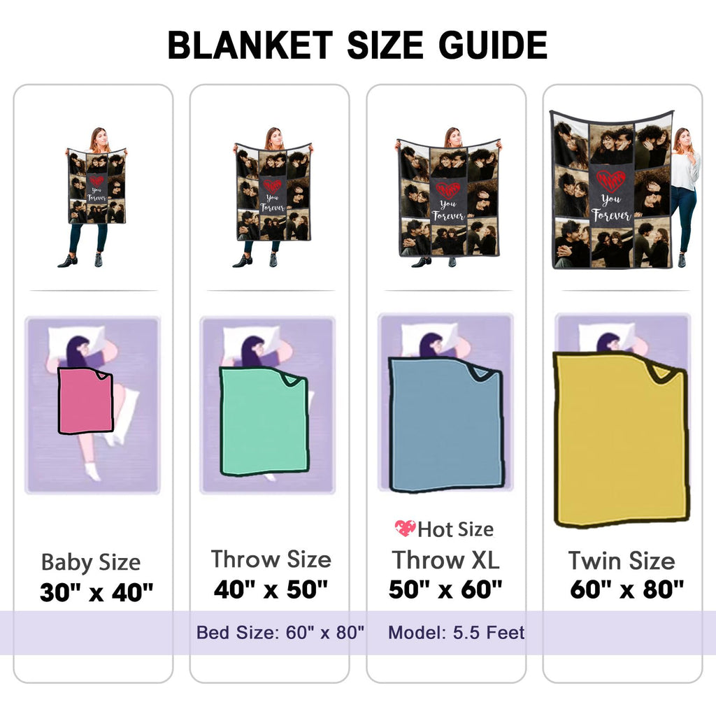 DayOfShe Ships Next Day, Personalized Photo Blankets for Girlfriend Gifts Mom Gifts, Custom Wife Blankets with Picture Flannel Throw Blanket for Boyfriend Couples Gifts