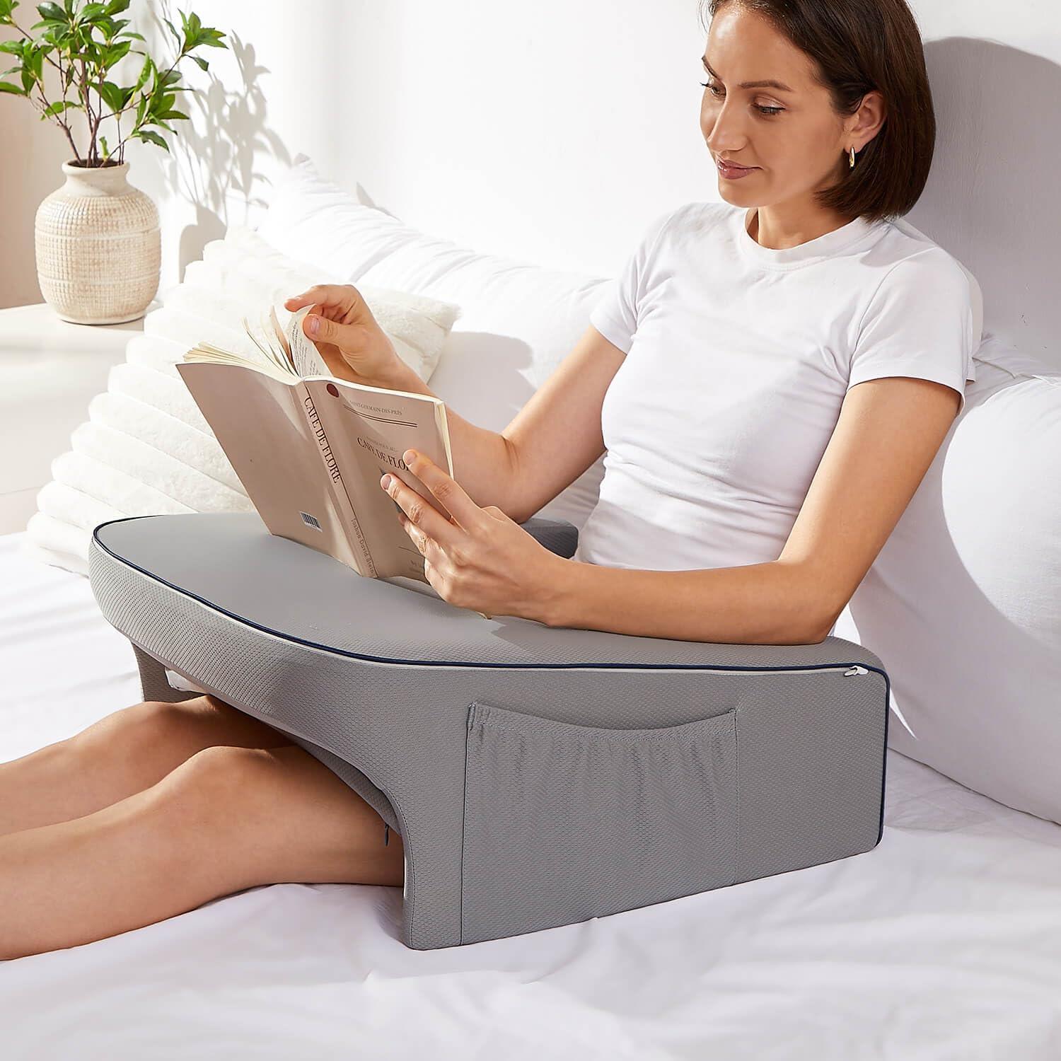 Reading Pillow for Gaming, Extra Large Laptop Pillow for Adult, Memory Foam Lap Desk Gaming Pillow for Reading, Working, Playing Steam Deck Switch or Sitting in Bed Floor Sofa(Grey) - Unique Gift Market
