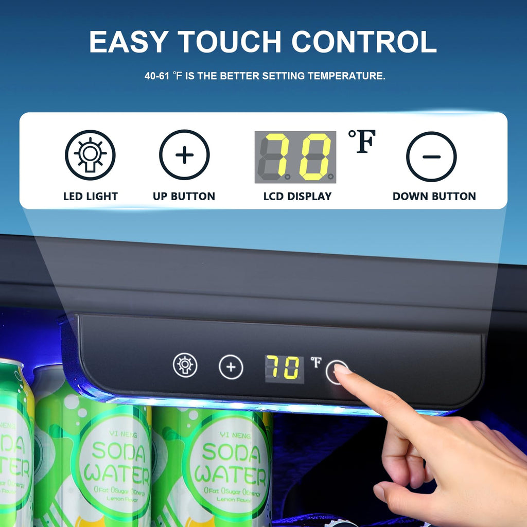 Antarctic Star 18L Beverage Refrigerator Cooler 24Can, Mini Fridge with Quiet Compressor, LED Light,Freestanding Small Fridge with Electronic Temperature Control for Home and Bar(40-61 ℉)