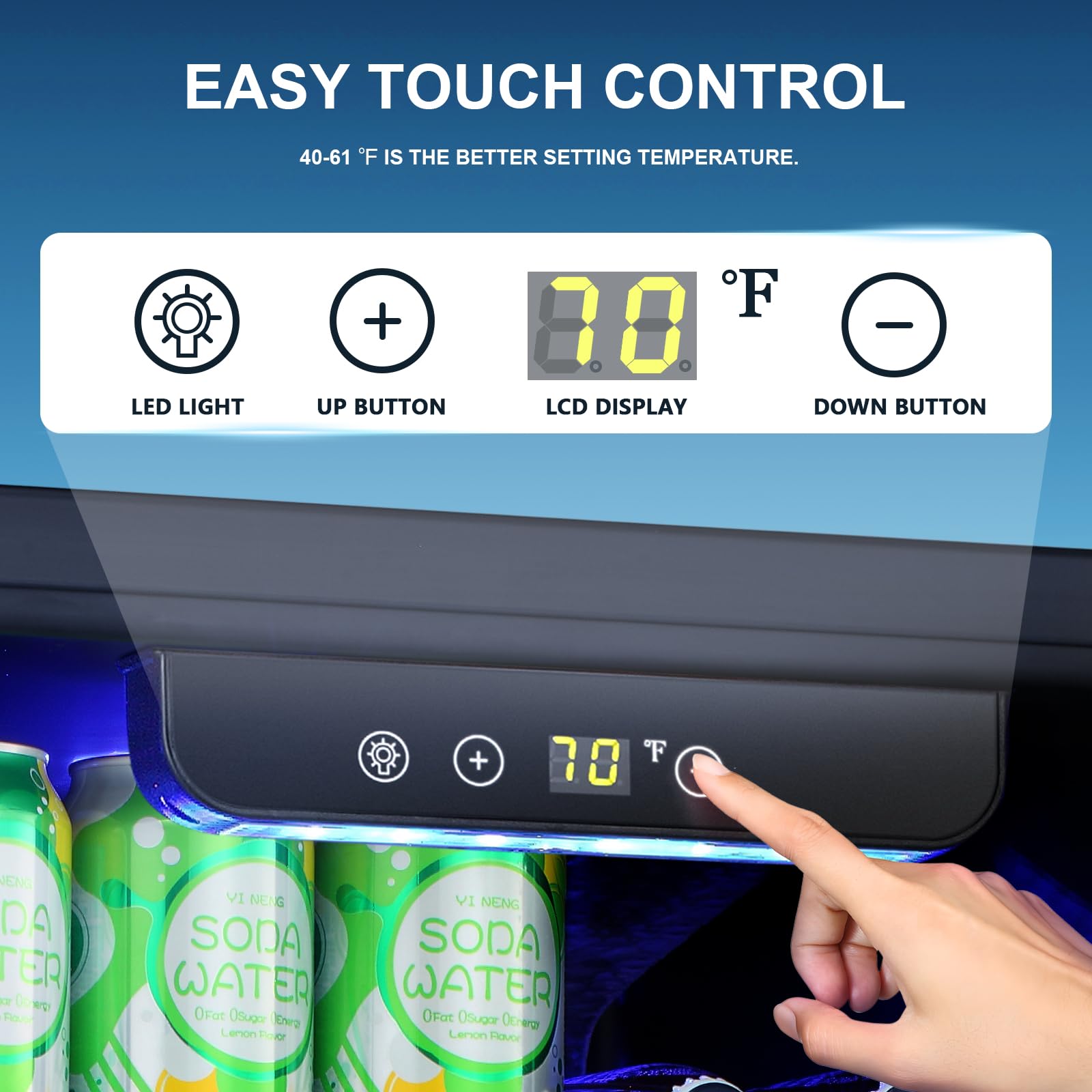 Antarctic Star 18L Beverage Refrigerator Cooler 24Can, Mini Fridge with Quiet Compressor, LED Light,Freestanding Small Fridge with Electronic Temperature Control for Home and Bar(40-61 ℉)