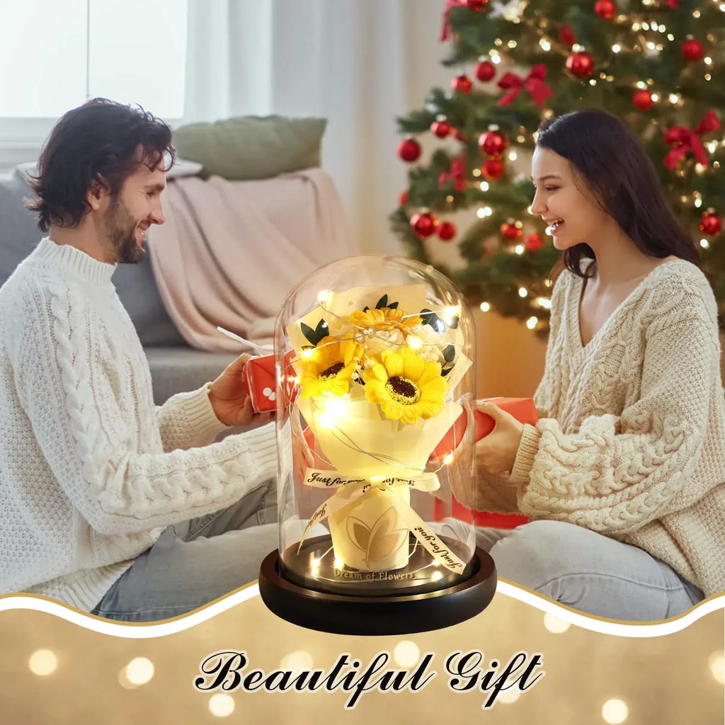 Valentines Day Gifts for Her,Valentines Flower Gifts for Women,Rose in Glass Dome with 2 Light Modes,Light Up Rose Flowers,Valentines Anniversary Birthday Gifts for Women, Mom, Wife, Girlfriend - Unique Gift Market