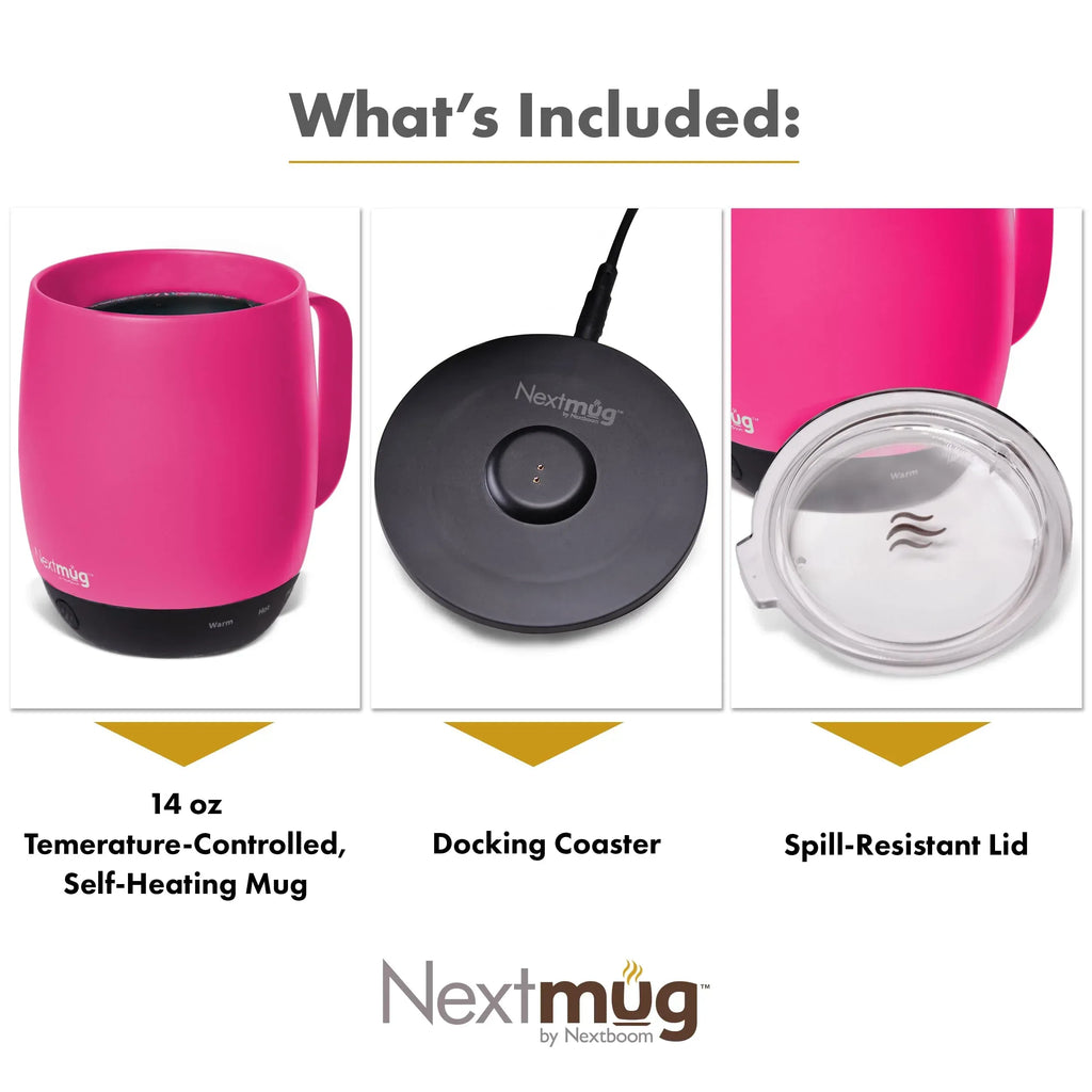 Nextmug - Temperature-Controlled, Self-Heating Coffee Mug (Black - 14 oz.) - Unique Gift Market