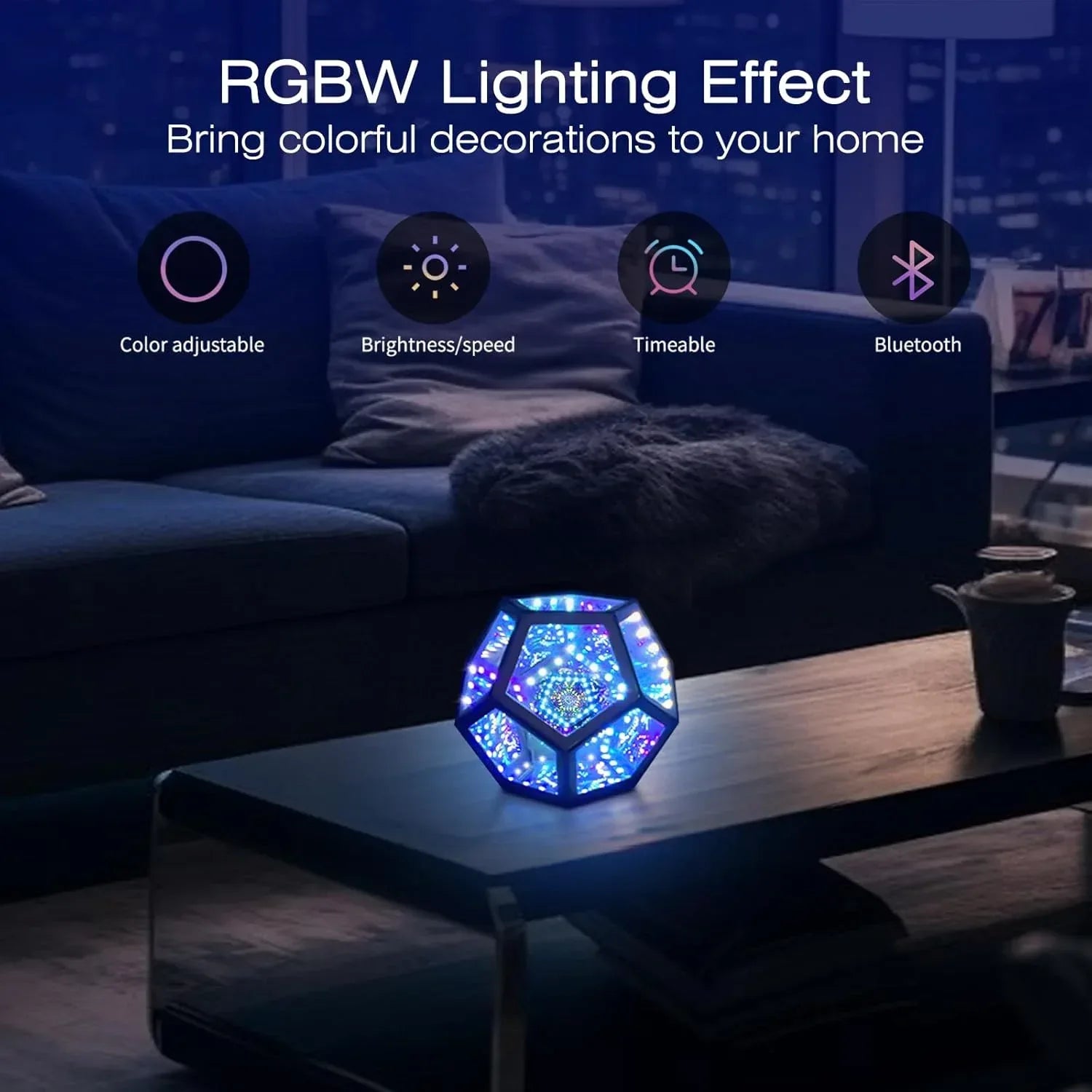 Infinity Mirror Light Infinite Dodecahedron Color Art Light for Gaming Room Decor 3D Hyper Cube RGBW Color Changing Night Lighting for Computer Gaming Desk Birthday Christmas Gift - Unique Gift Market