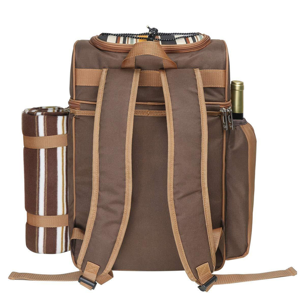 Hap Tim Picnic Basket Backpack for 2 Person with 2 Insulated Cooler Compartment, Wine Holder, Fleece Blanket, Cutlery Set, Wedding Gifts for Couples, Bridal Shower Gifts, Engagement Gifts - Unique Gift Market