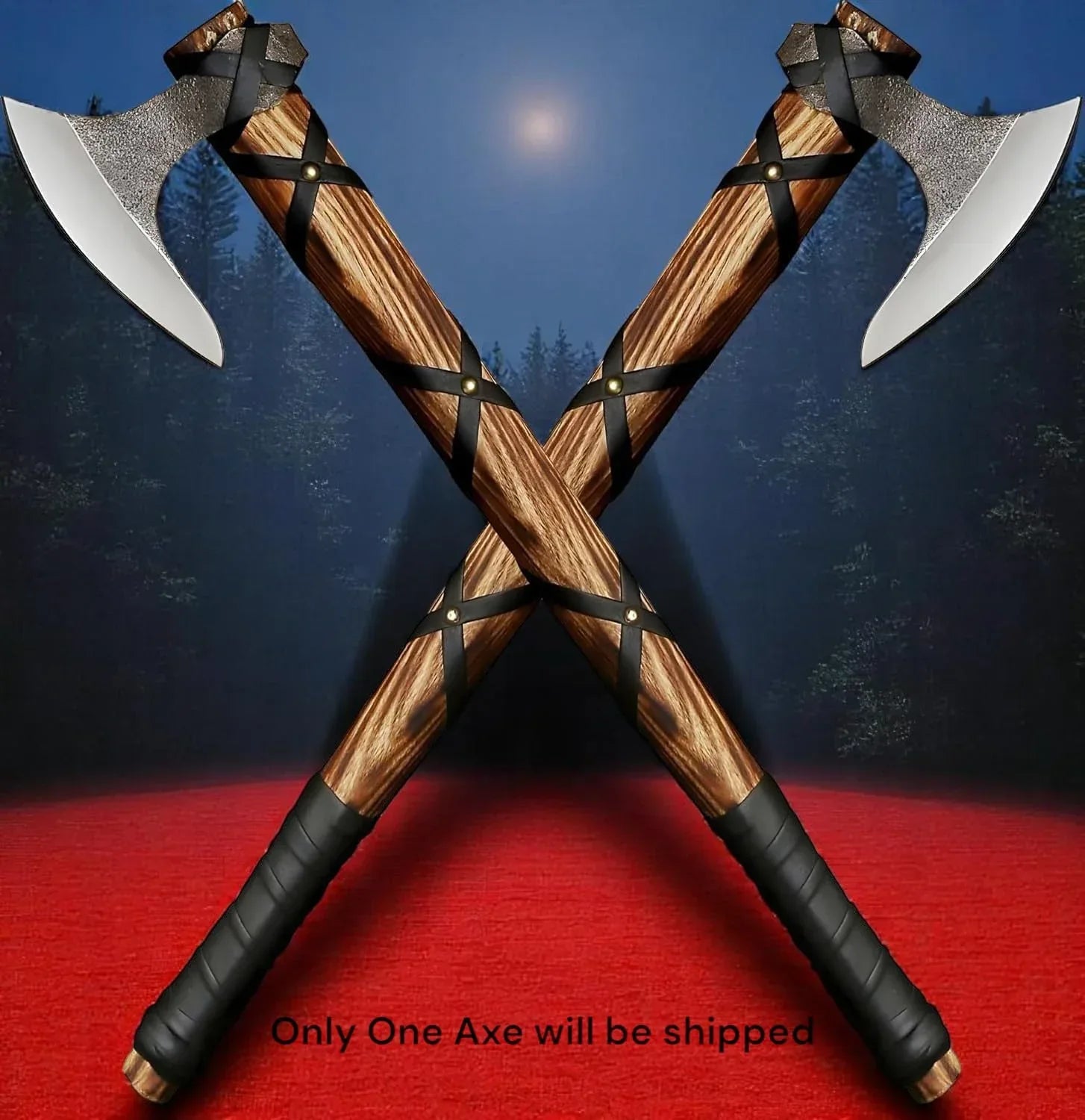 Poshland AX-7001 Custom Gift Forged Carbon Steel Viking Axe with Rose Wood Shaft, Double Edge Axe - Unique Gift Market