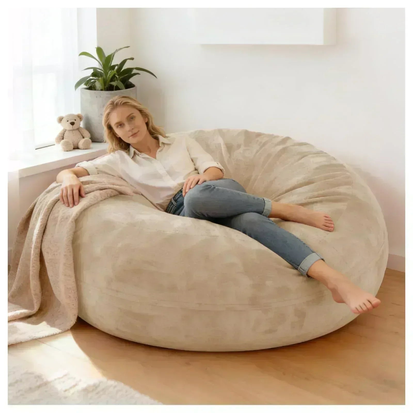 Big Beanbag Chairs for Adults ，6FT Bean Bag Chair with Filler Memory Foam Chair Super Soft Plush, Living Room Furniture, Suitable for bedrooms, Comfy Lounge Reading Chairs Birthday Gifts for Women Mom - Unique Gift Market