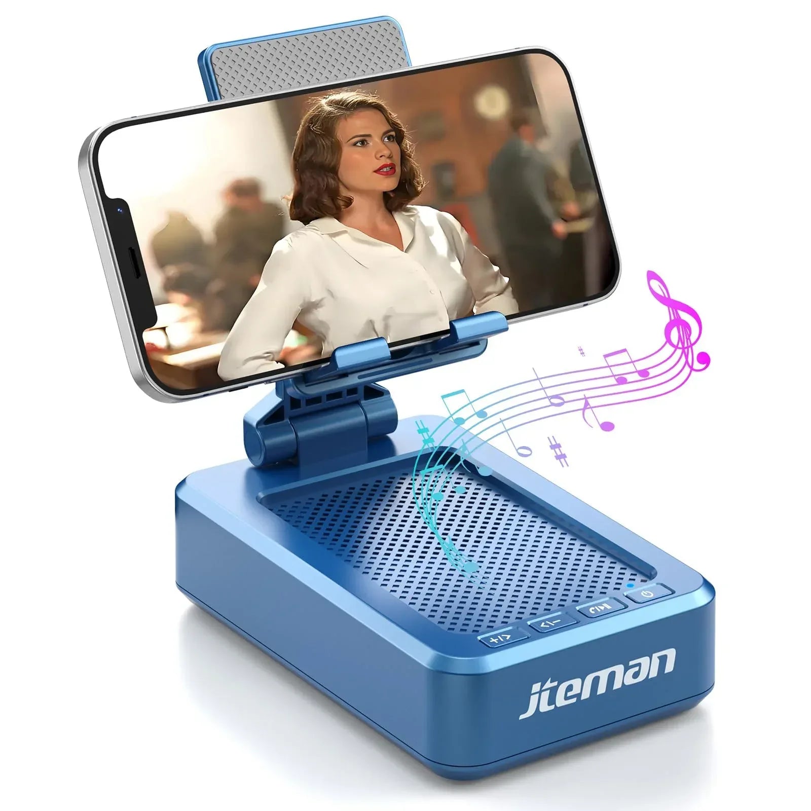 Cell Phone Stand with Wireless Bluetooth Speaker and Anti-Slip Base HD Surround Sound Perfect for Home and Outdoors with Bluetooth Speaker for Desk Compatible with iPhone/ipad/Samsung Galaxy - Unique Gift Market