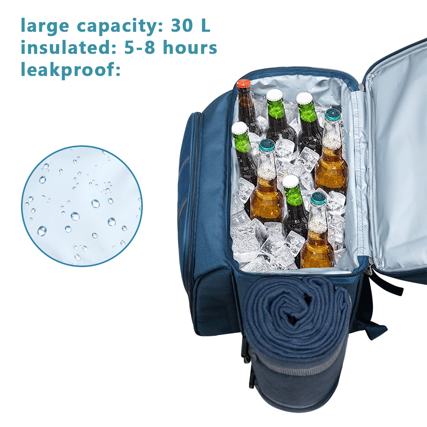 Hap Tim Picnic Basket Backpack for 2 Person with 2 Insulated Cooler Compartment, Wine Holder, Fleece Blanket, Cutlery Set, Wedding Gifts for Couples, Bridal Shower Gifts, Engagement Gifts