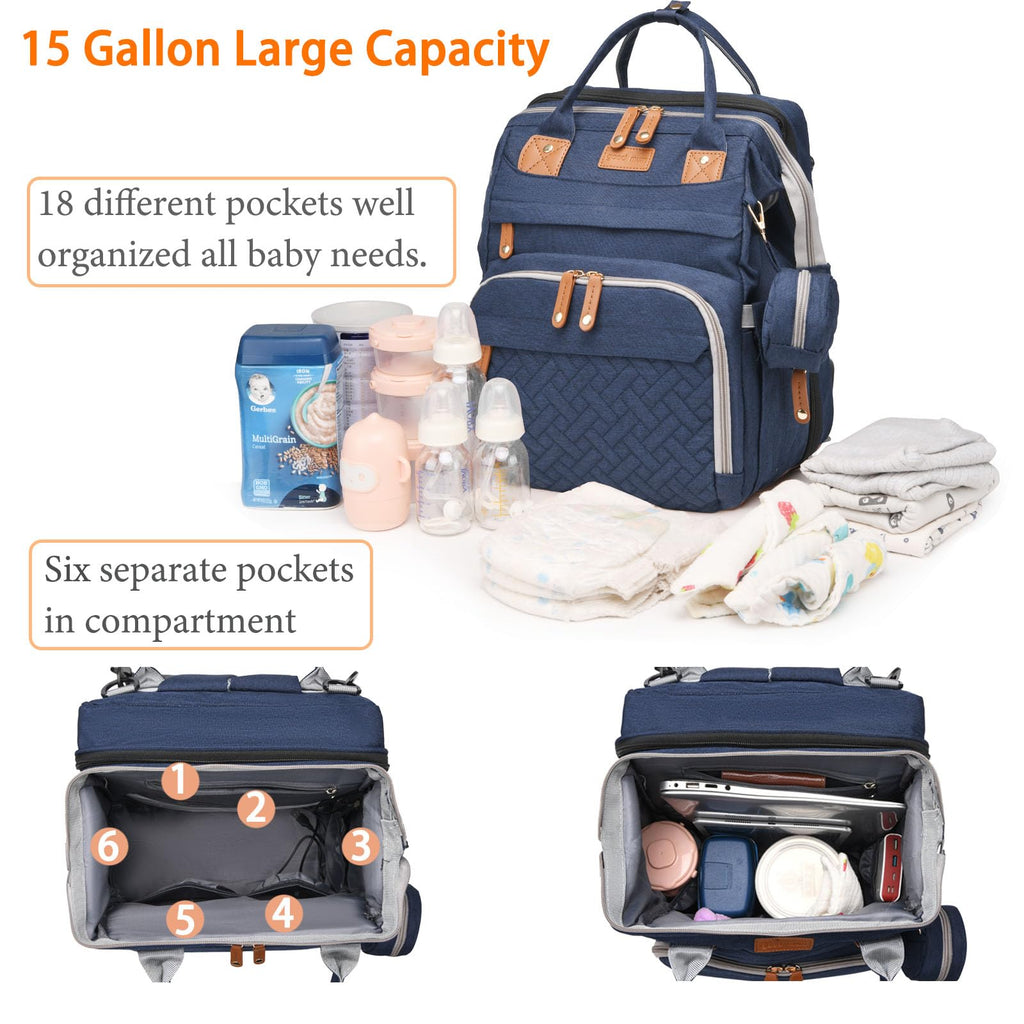 Baby Diaper Bags with Changing Station, Waterproof Diaper Bag Backpack for Moms Dads with USB Charging Port, Baby Shower Gifts, Large Capacity diaper backpack, Grey