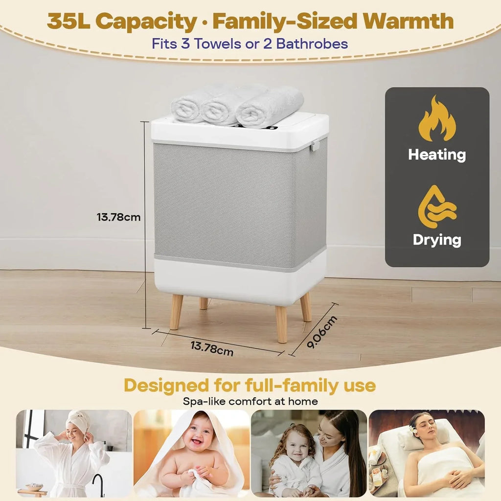 35L Towel Warmer Gift Set – Family-Sized Foldable Design with Window, Dual Safety Shut-Off for Overheat & Tip-Over, 12 Aroma Discs – A Spa-Like Luxury for Home & Loved Ones - Unique Gift Market