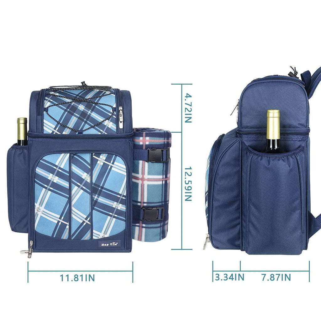 Hap Tim Picnic Basket Backpack for 2 Person with 2 Insulated Cooler Compartment, Wine Holder, Fleece Blanket, Cutlery Set, Wedding Gifts for Couples, Bridal Shower Gifts, Engagement Gifts - Unique Gift Market