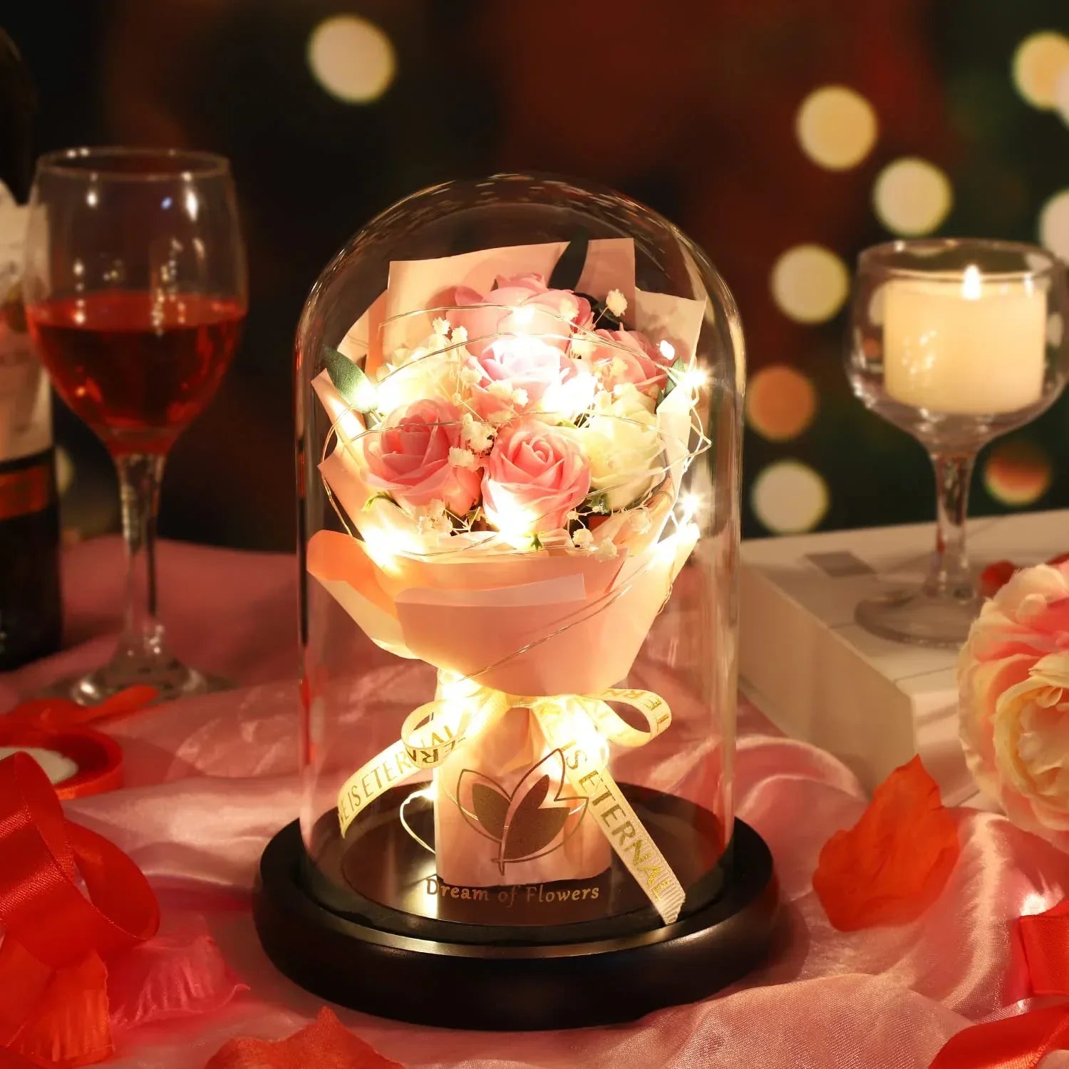 Valentines Day Gifts for Her,Valentines Flower Gifts for Women,Rose in Glass Dome with 2 Light Modes,Light Up Rose Flowers,Valentines Anniversary Birthday Gifts for Women, Mom, Wife, Girlfriend - Unique Gift Market