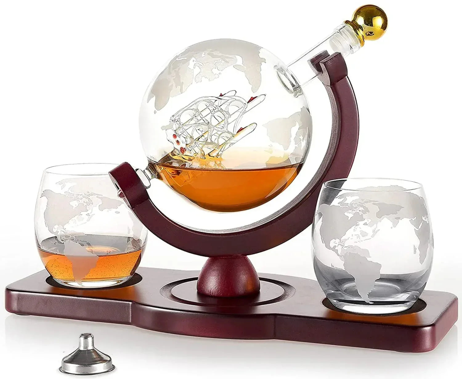 Gifts for Men Dad Husband Christmas, Whiskey Globe Decanter Set with 4 Etched Globe Glasses, Unique Anniversary Birthday Gifts for Brother Boyfriend, Cool Stocking Stuffers Bourbon Whikey Gifts - Unique Gift Market