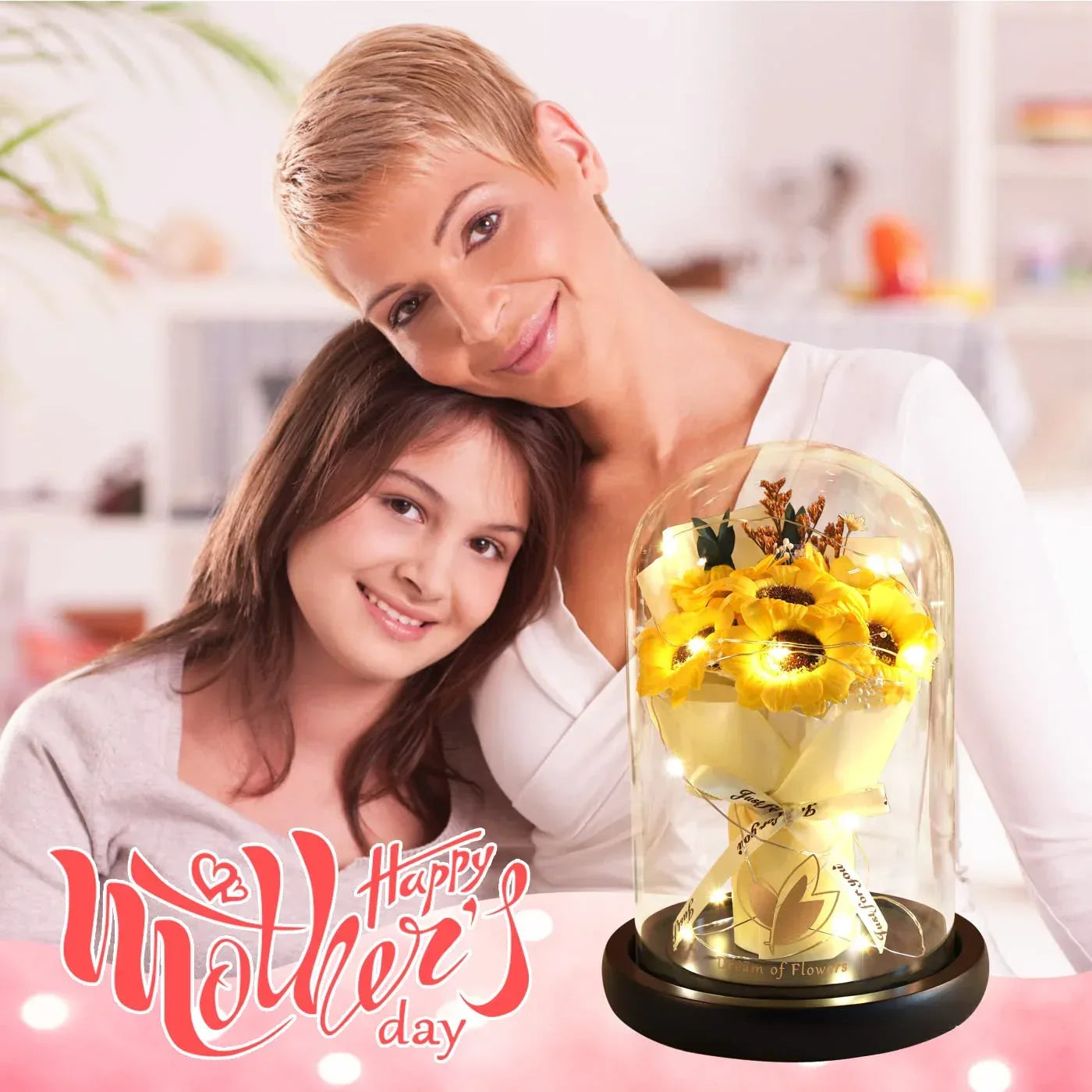 Valentines Day Gifts for Her,Valentines Flower Gifts for Women,Rose in Glass Dome with 2 Light Modes,Light Up Rose Flowers,Valentines Anniversary Birthday Gifts for Women, Mom, Wife, Girlfriend - Unique Gift Market