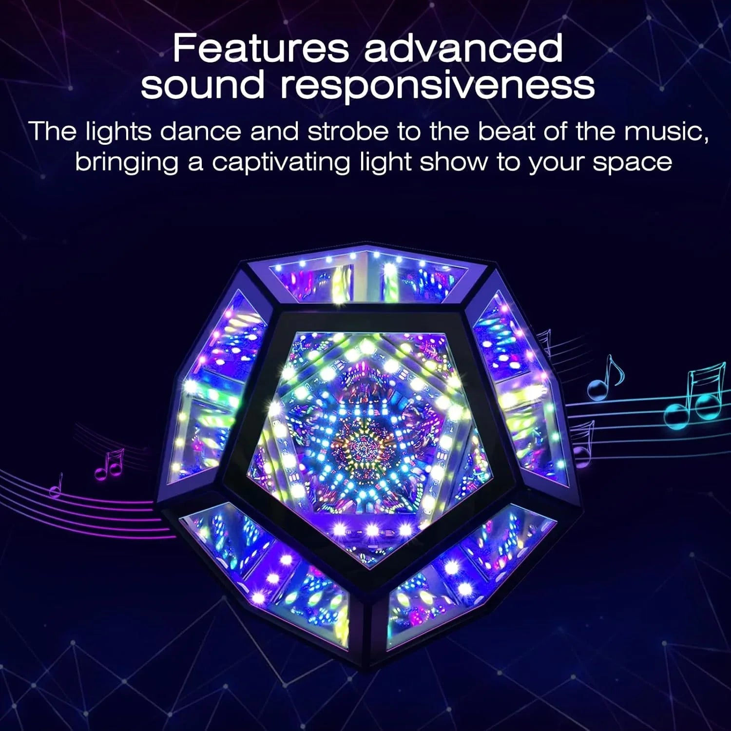 Infinity Mirror Light Infinite Dodecahedron Color Art Light for Gaming Room Decor 3D Hyper Cube RGBW Color Changing Night Lighting for Computer Gaming Desk Birthday Christmas Gift - Unique Gift Market