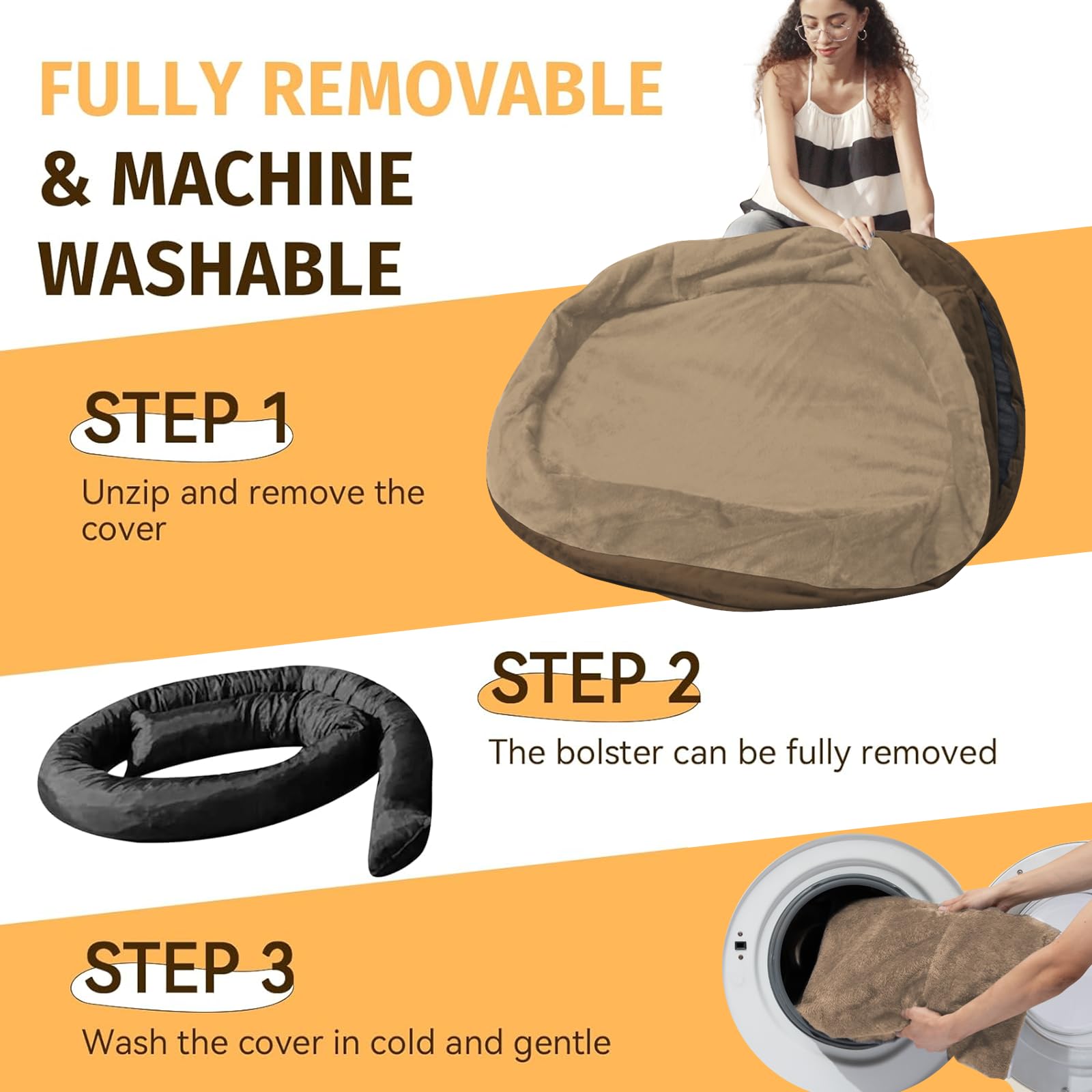 Giant Human Dog Bed for Adults and Pets, 74"x50"x12" Durable Memory Foam for Full-Body Comfort, Waterproof & Machine Washable Cover, Family Shared Lounger for Any Room, Grey