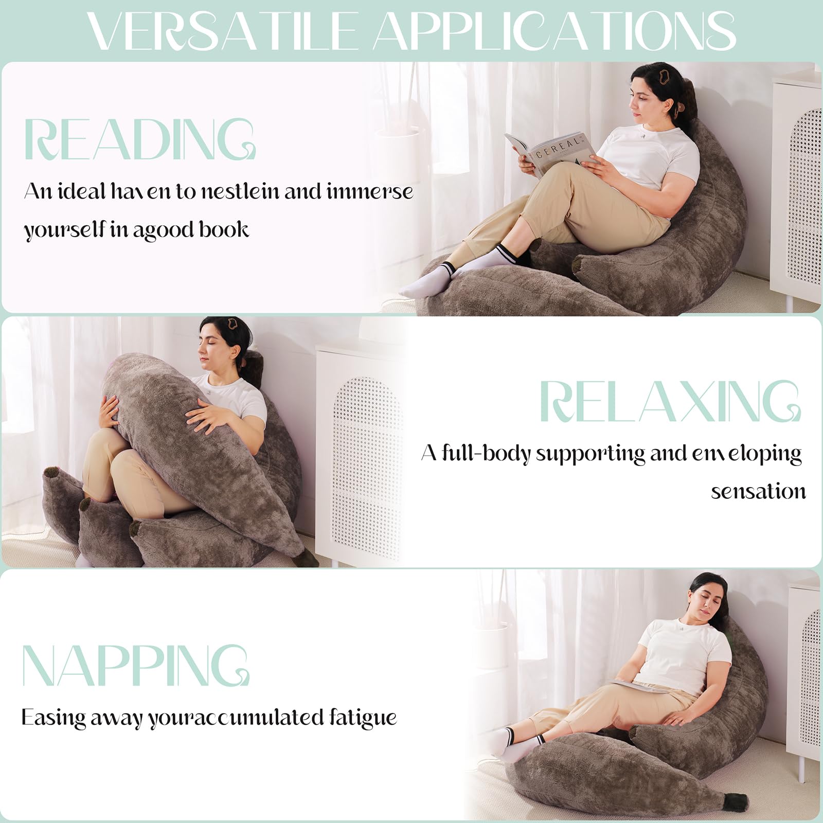 Banana Bean Bag Chair with Ottoman, Floor Sofa Bed with Footrest, Comfy Convertible Lounger for Teens & Adults, Plush Couch for Bedroom, Living Room or Dorm, M-Yellow