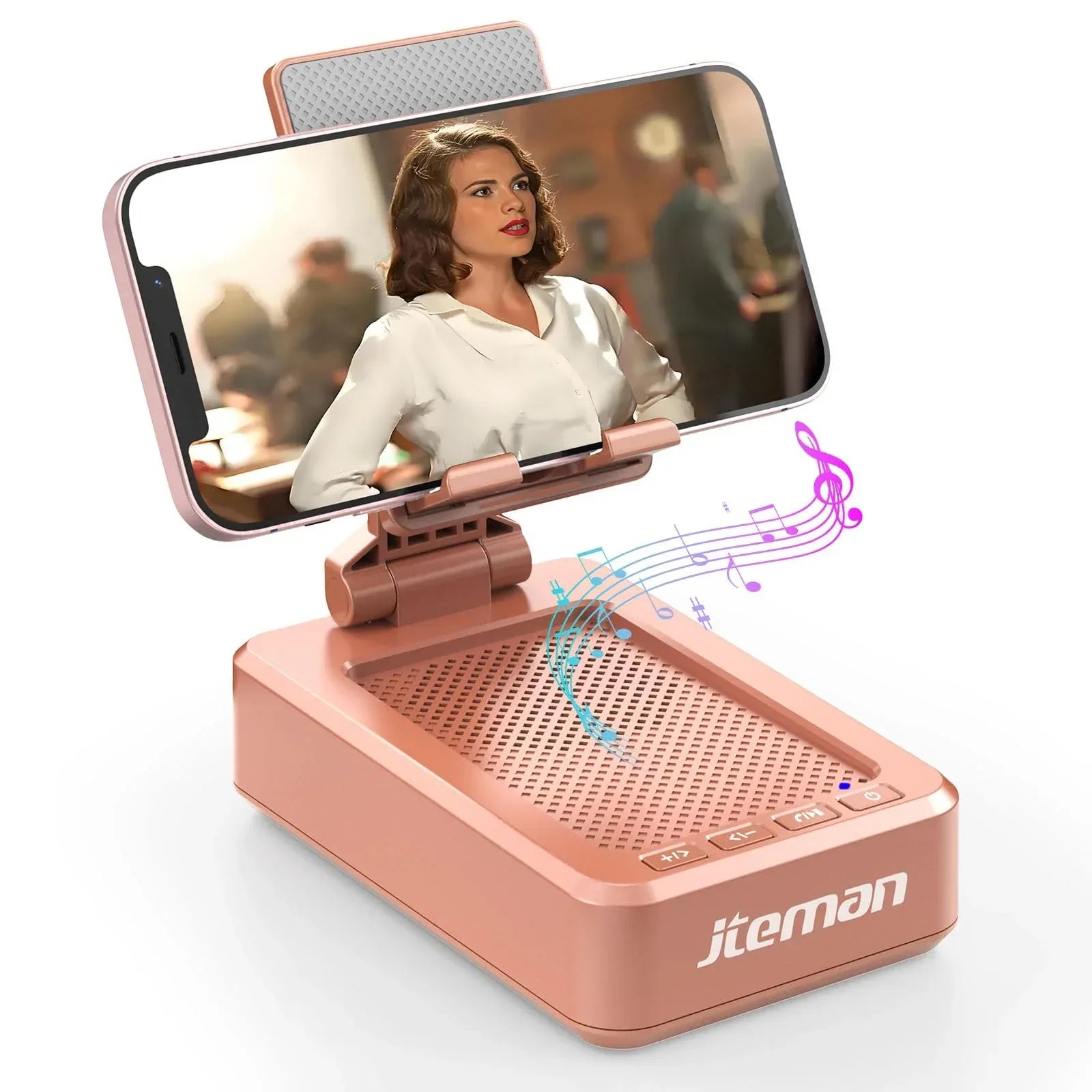 Cell Phone Stand with Wireless Bluetooth Speaker and Anti-Slip Base HD Surround Sound Perfect for Home and Outdoors with Bluetooth Speaker for Desk Compatible with iPhone/ipad/Samsung Galaxy - Unique Gift Market