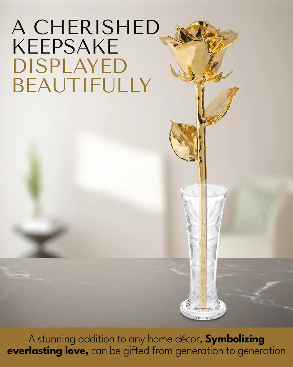 Forever Rose 24K Gold Dipped Real Rose – Handmade, Long-Lasting Preserved Flower in Gold Gift Box – Romantic Gift for Anniversary, Valentine's Day, Mother's Day, Birthday, Wedding, Wife, Girlfriend - Unique Gift Market