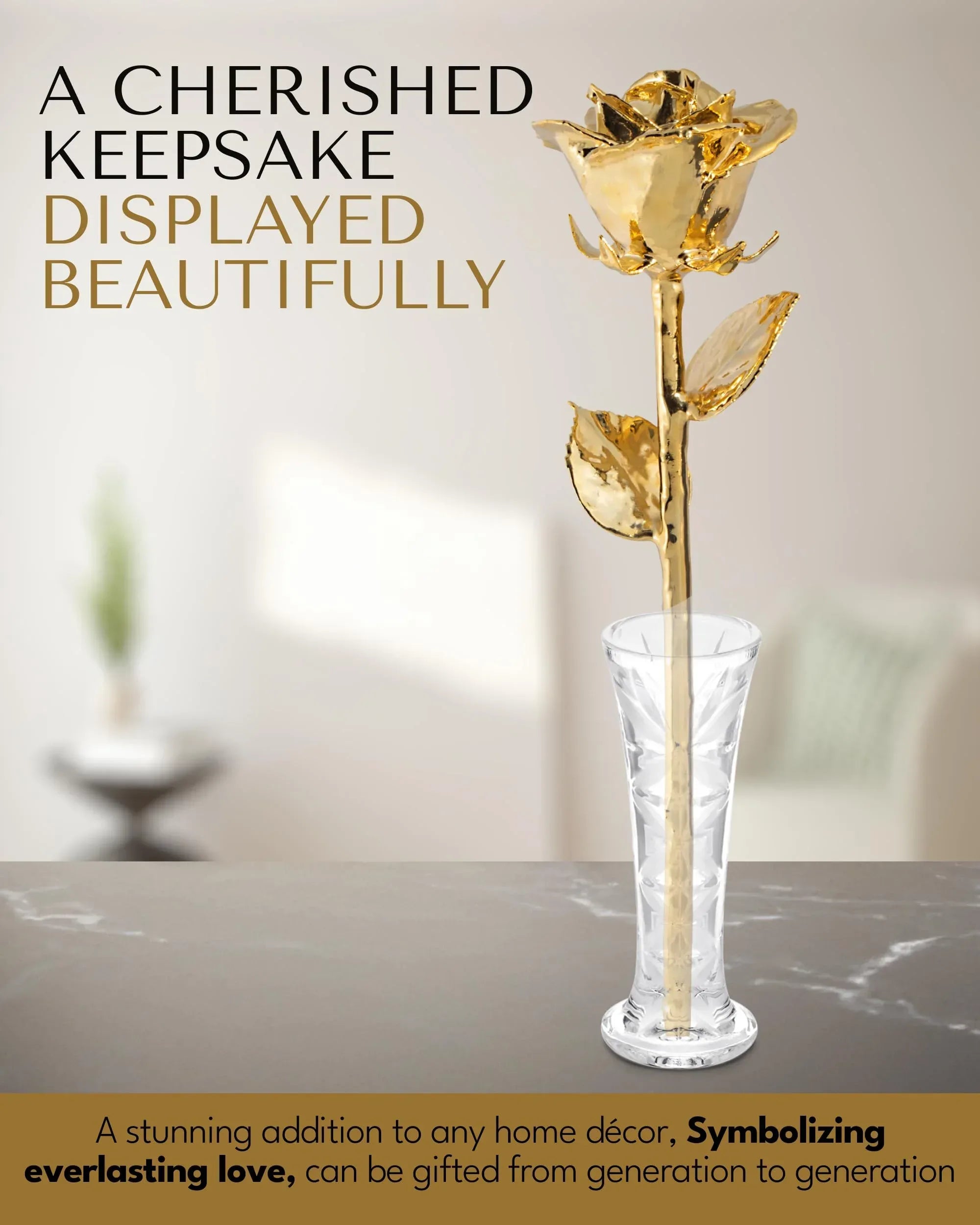 Forever Rose 24K Gold Dipped Real Rose – Handmade, Long-Lasting Preserved Flower in Gold Gift Box – Romantic Gift for Anniversary, Valentine's Day, Mother's Day, Birthday, Wedding, Wife, Girlfriend - Unique Gift Market