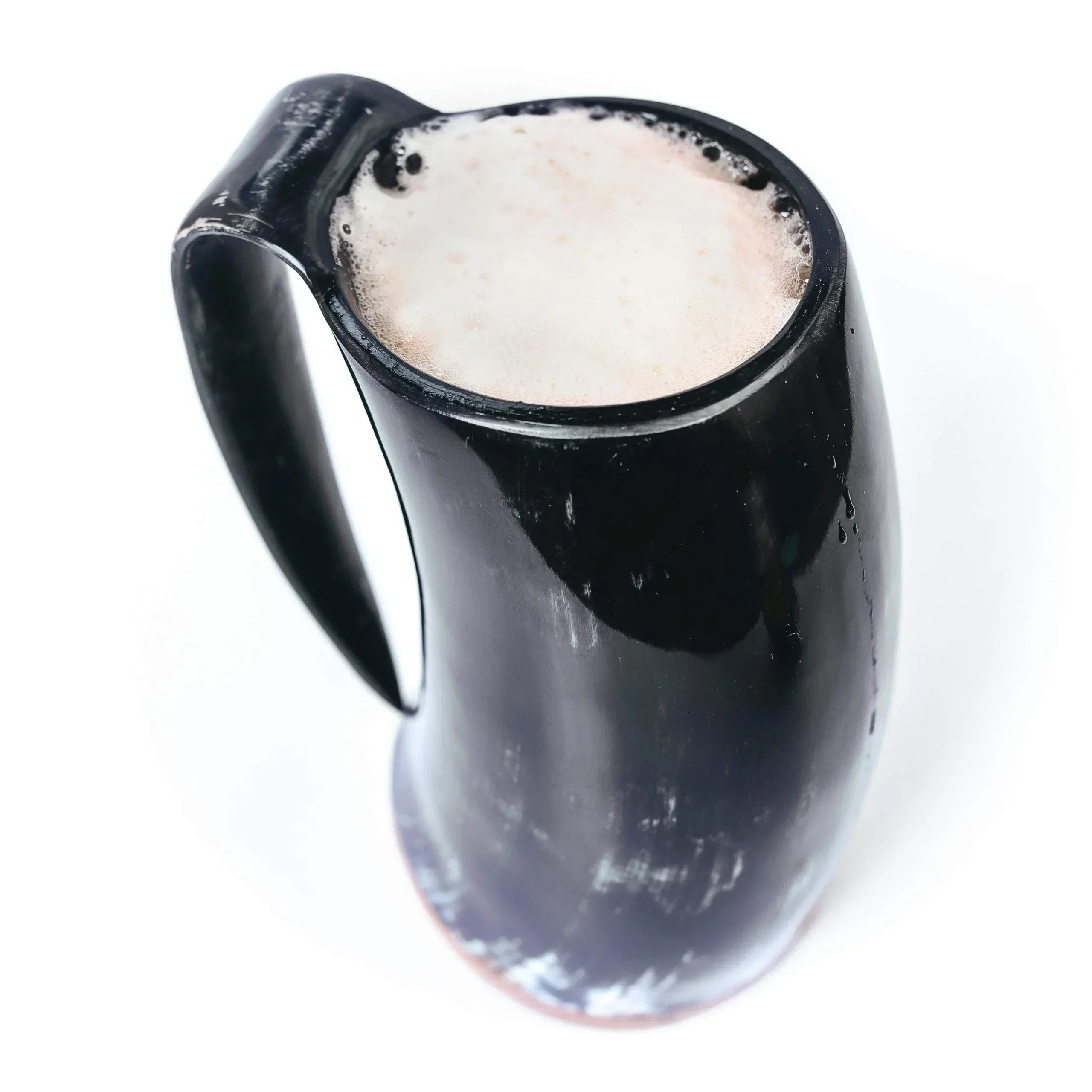 Norse Tradesman Original LG Viking Drinking Horn Mug - 100% Authentic Beer Horn Tankard With Natural Surface & Burlap Gift Sack | The Original, Low Polish, approx. 16 oz - Unique Gift Market