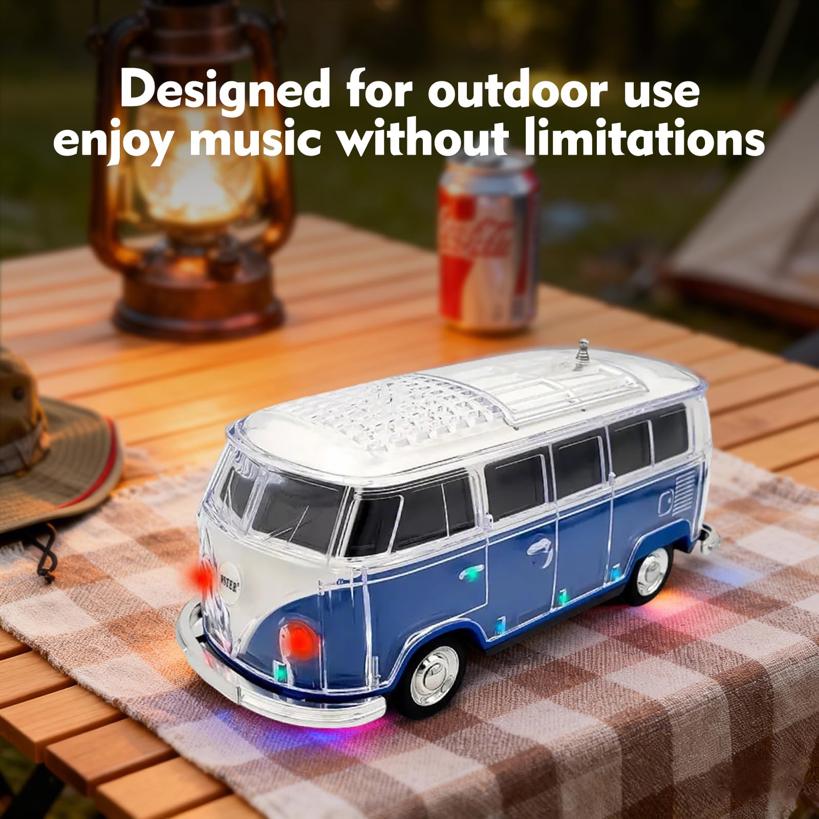 Mini Bus Bluetooth Speaker with Microphone, Portable Speaker Bluetooth, Small Speakers Bluetooth Wireless, LED Light, USB/TF, Car Design, Gift for Men, Men Birthday Gift Ideas (Green)