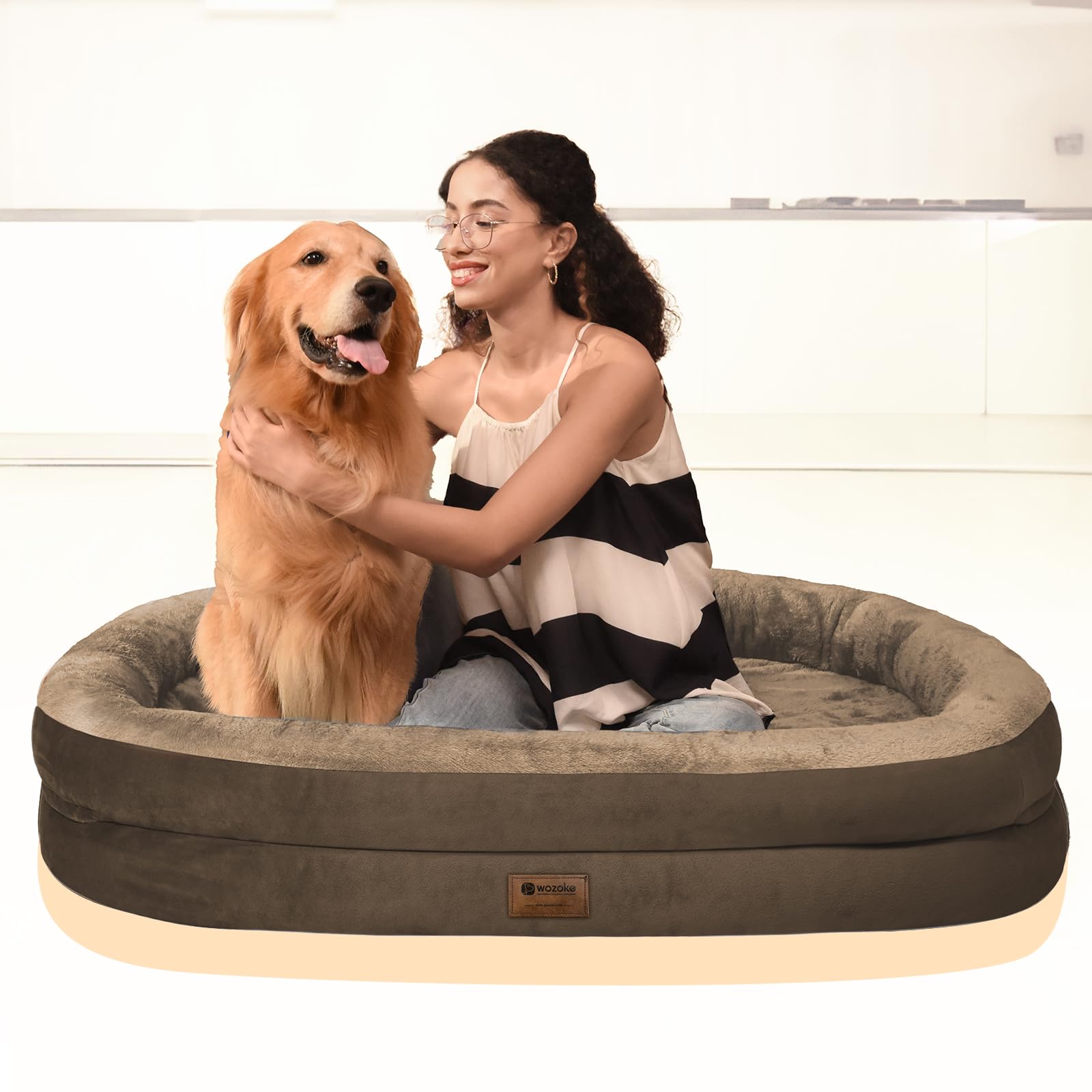 Giant Human Dog Bed for Adults and Pets, 74"x50"x12" Durable Memory Foam for Full-Body Comfort, Waterproof & Machine Washable Cover, Family Shared Lounger for Any Room, Grey