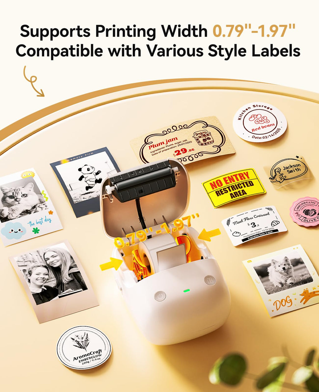 NIIMBOT B2 Pro Label Maker Machine with Tape, 300DPI Sticker Printer Portable Bluetooth Label Printer, for Photo Sticker, DIY Crafts, Study Notes, Gift, Journal Labeling Organization, Gold